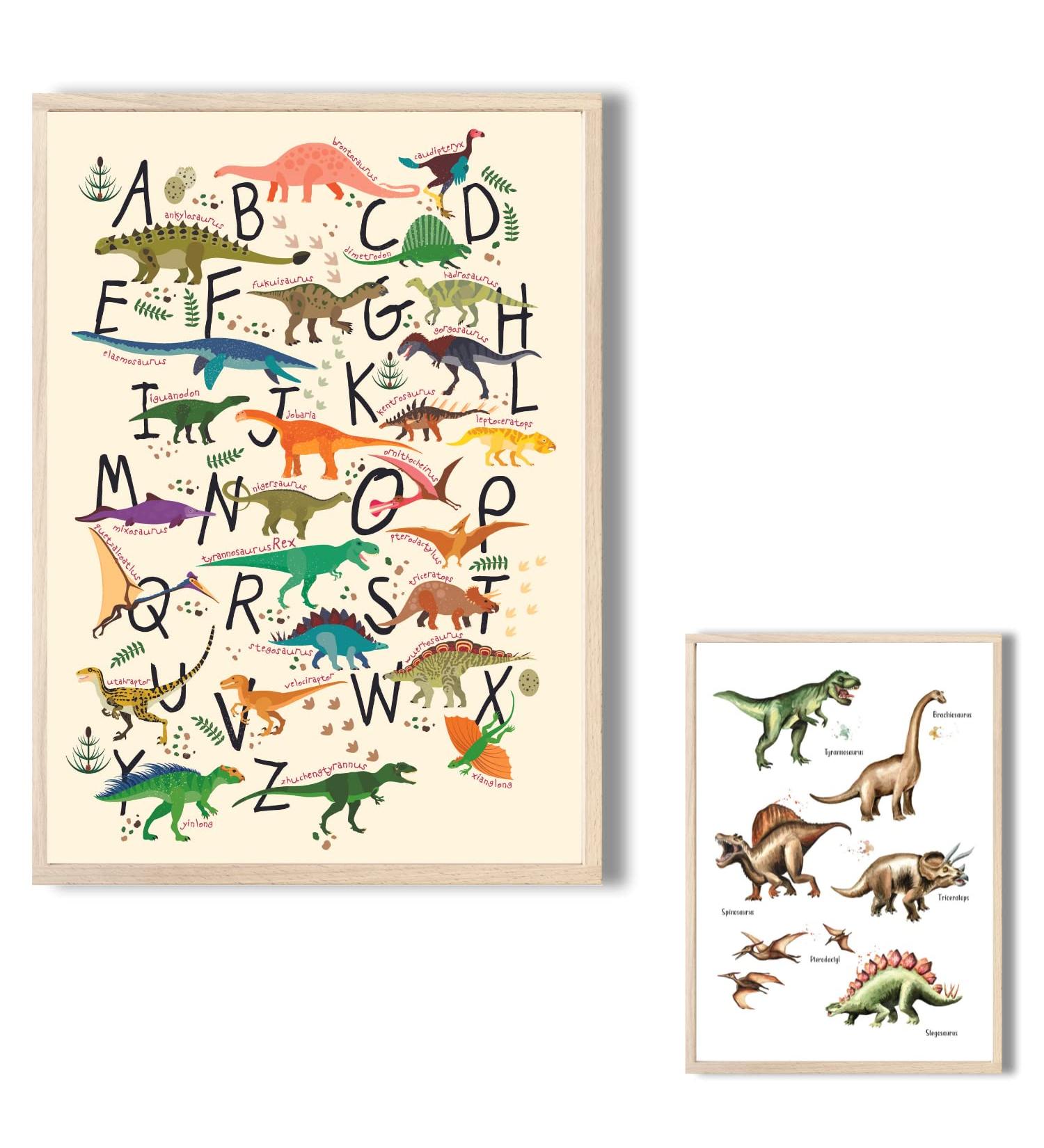 MeinBaby123 Dino Poster Double-Sided DIN A2 - Boys Dinosaur Decoration for Children's Room - Buy Online on GoSupps.com