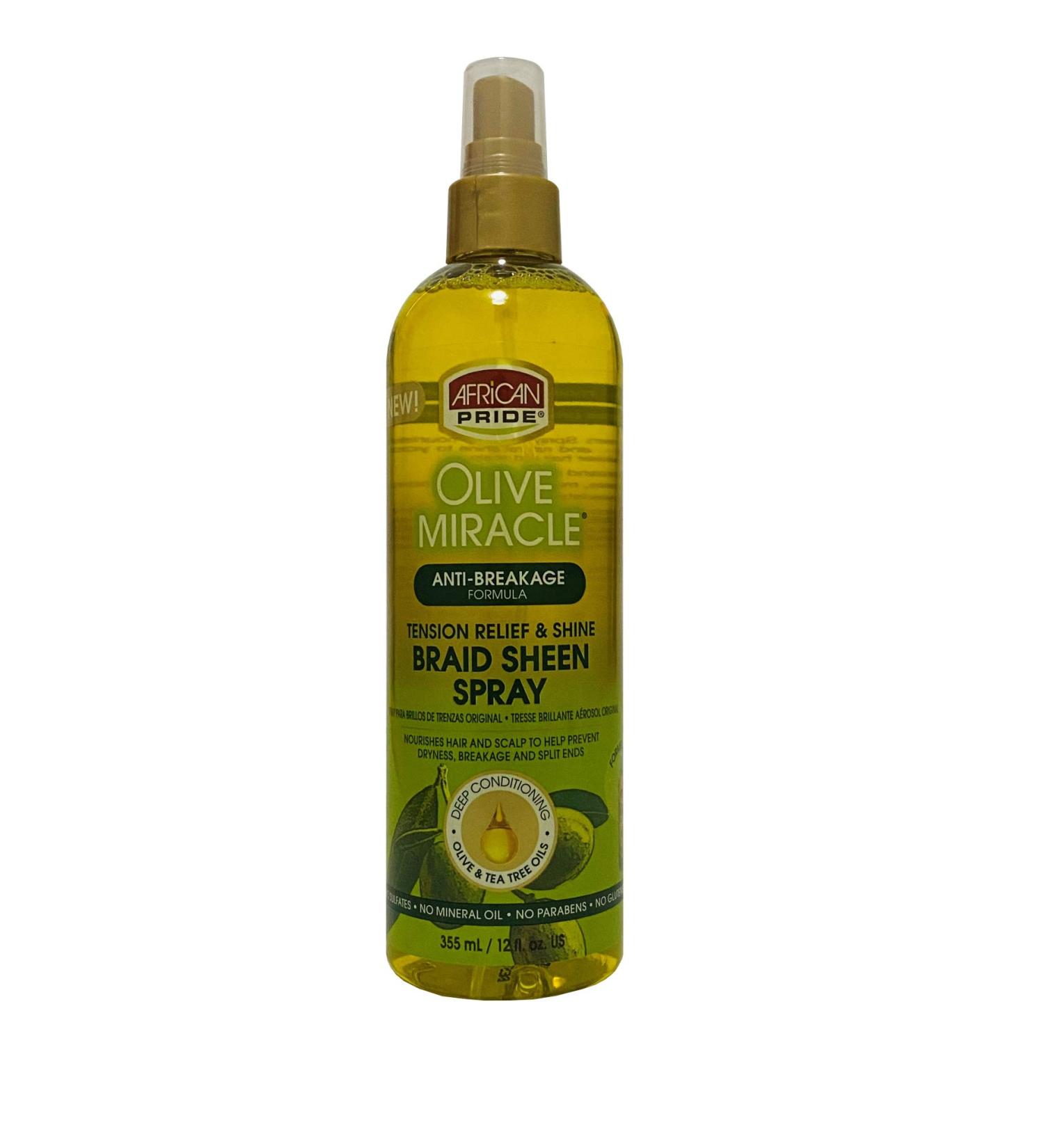 African Pride Olive Miracle Anti-Breakage Braid Sheen Spray 355 ml/12 fl.oz by AFRICAN PRIDE - Buy Online on GoSupps.com