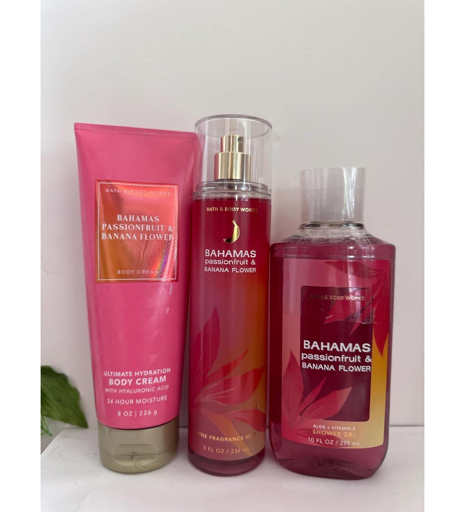 Bath and Body Works Bahamas Passionfruit & Banana Flower 3 Piece Set Shower Gel  Body Cream  Fine Fragrance Mist