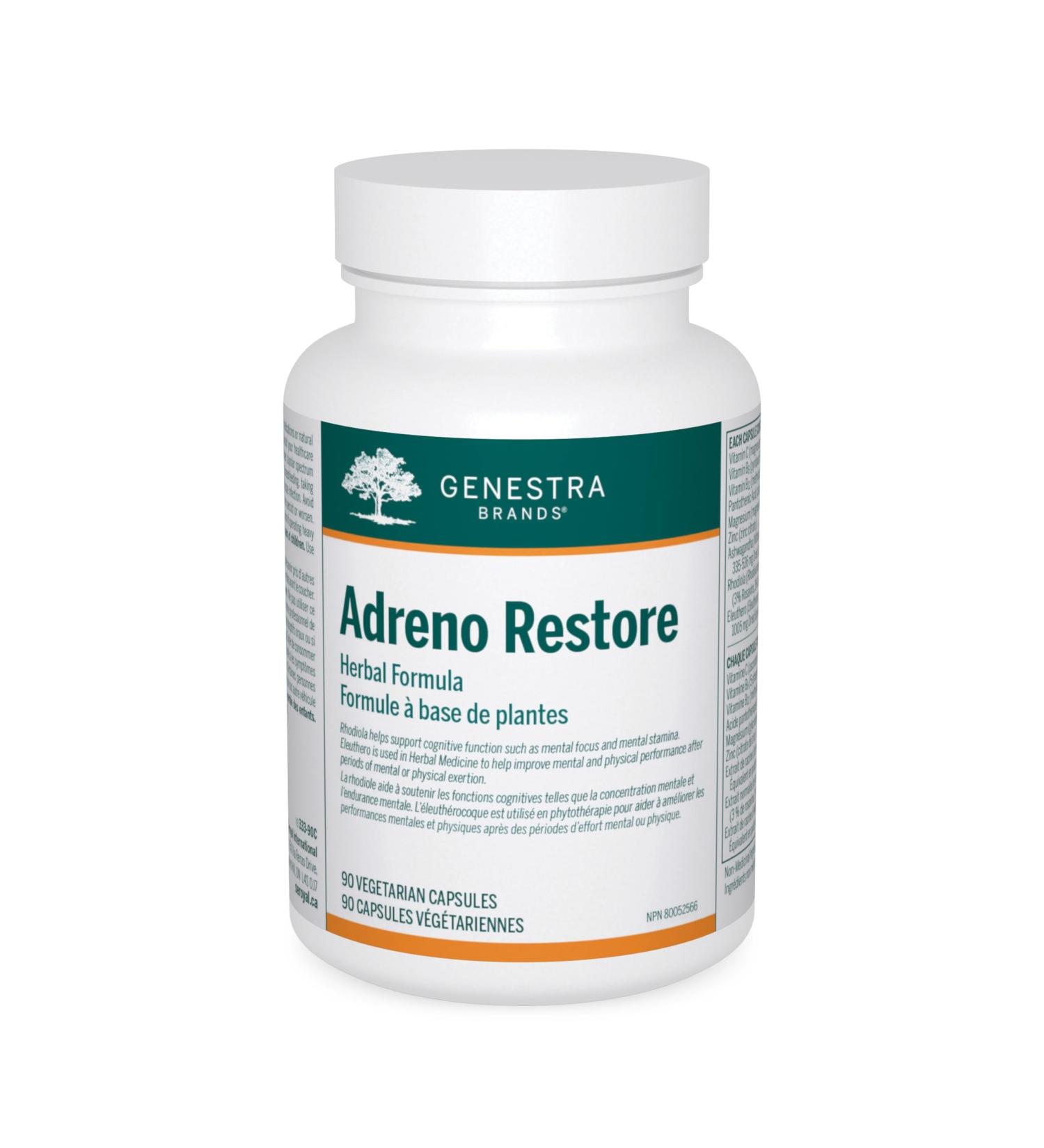 Genestra Brands - Adreno Restore - Rhodiola Eleuthero and Ashwaganda Supplement - 90 Vegetable Capsules - Buy Online on GoSupps.com