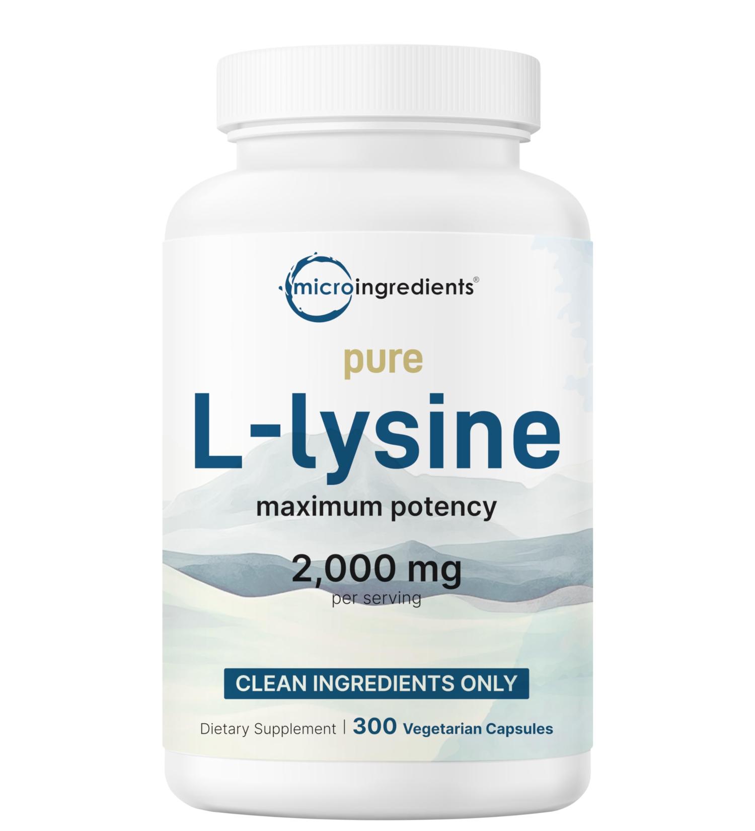Pure L-Lysine 2 000mg 300 Veggie Capsules | Maximum Potency Easily Absorbed Free Form | Essential Amino Acid for Collagen Lip & Immune Support | Clean Ingredients Without Fillers - Buy Online on GoSupps.com