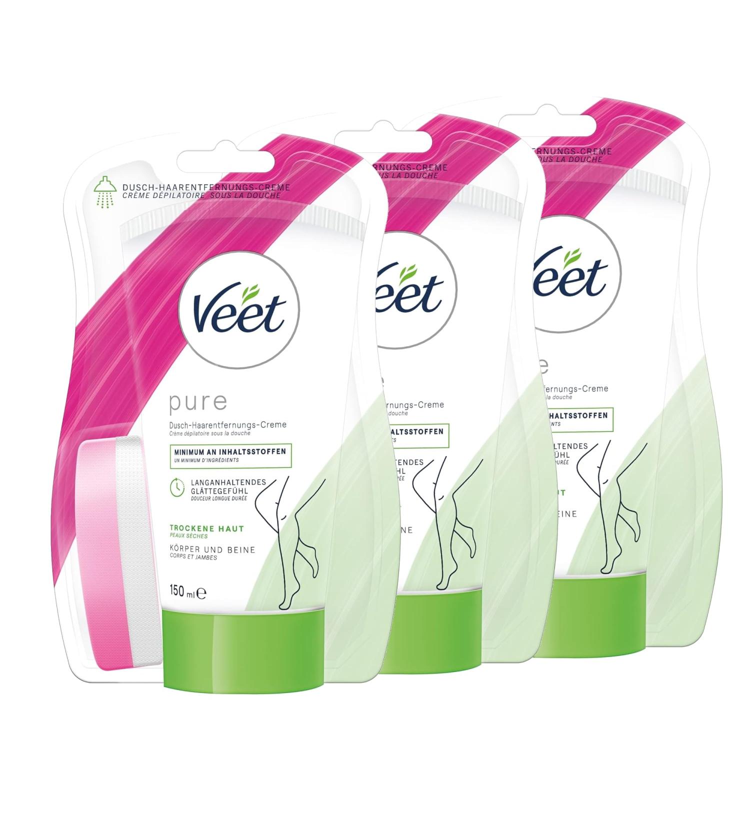 Veet Shower Depilatory Cream for Dry Skin - 3 Pack (3x150ml) | Effective Hair Removal in Shower - Buy Online on GoSupps.com