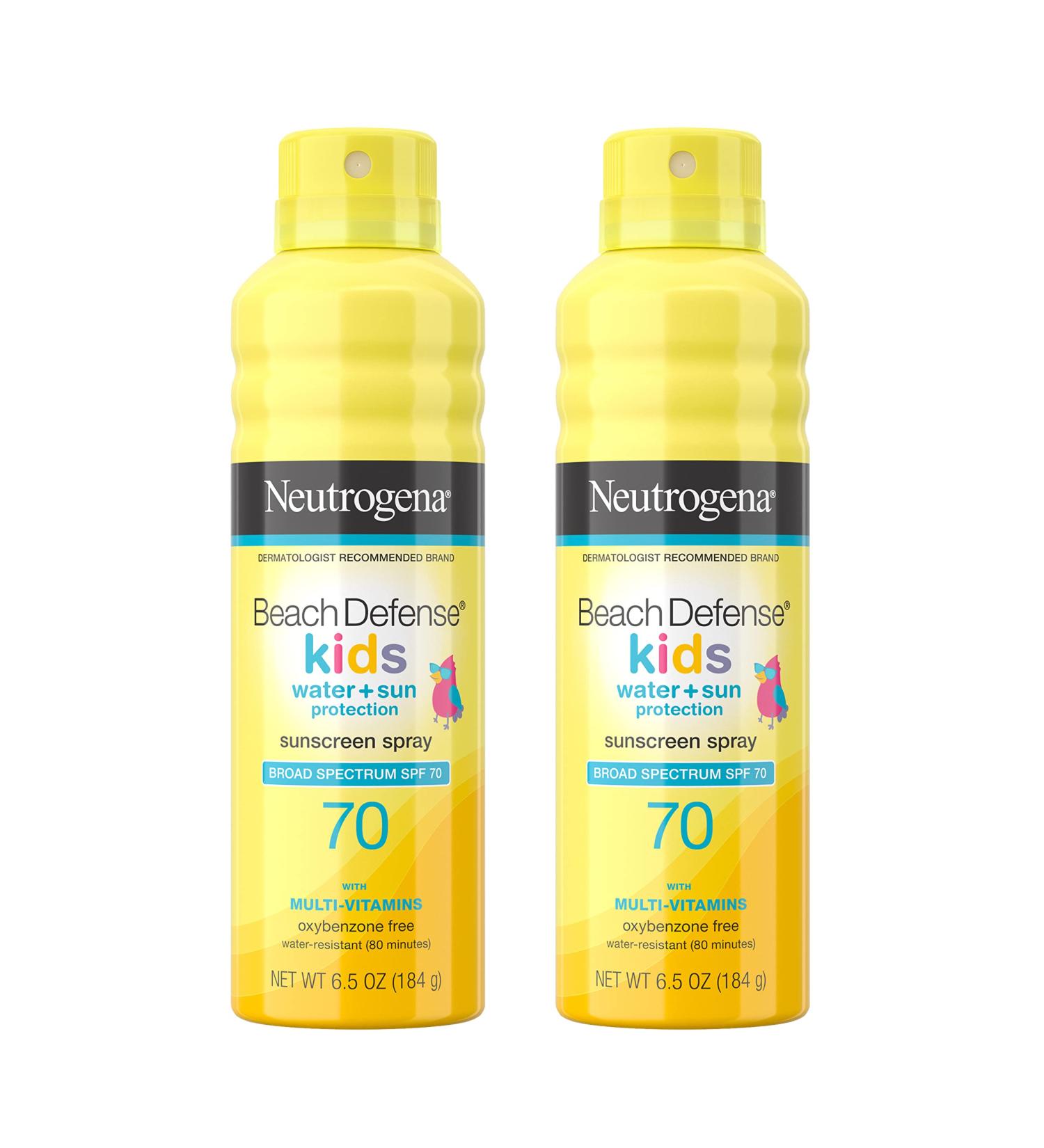 Neutrogena Beach Defense Kids Sunscreen Spray SPF 70 (Pack of 2) | Water-Resistant, Oxybenzone-Free Protection for Children | Broad Spectrum UVA/UVB Shield | Fast-Drying Formula | 6.5 oz - Buy Online on GoSupps.com