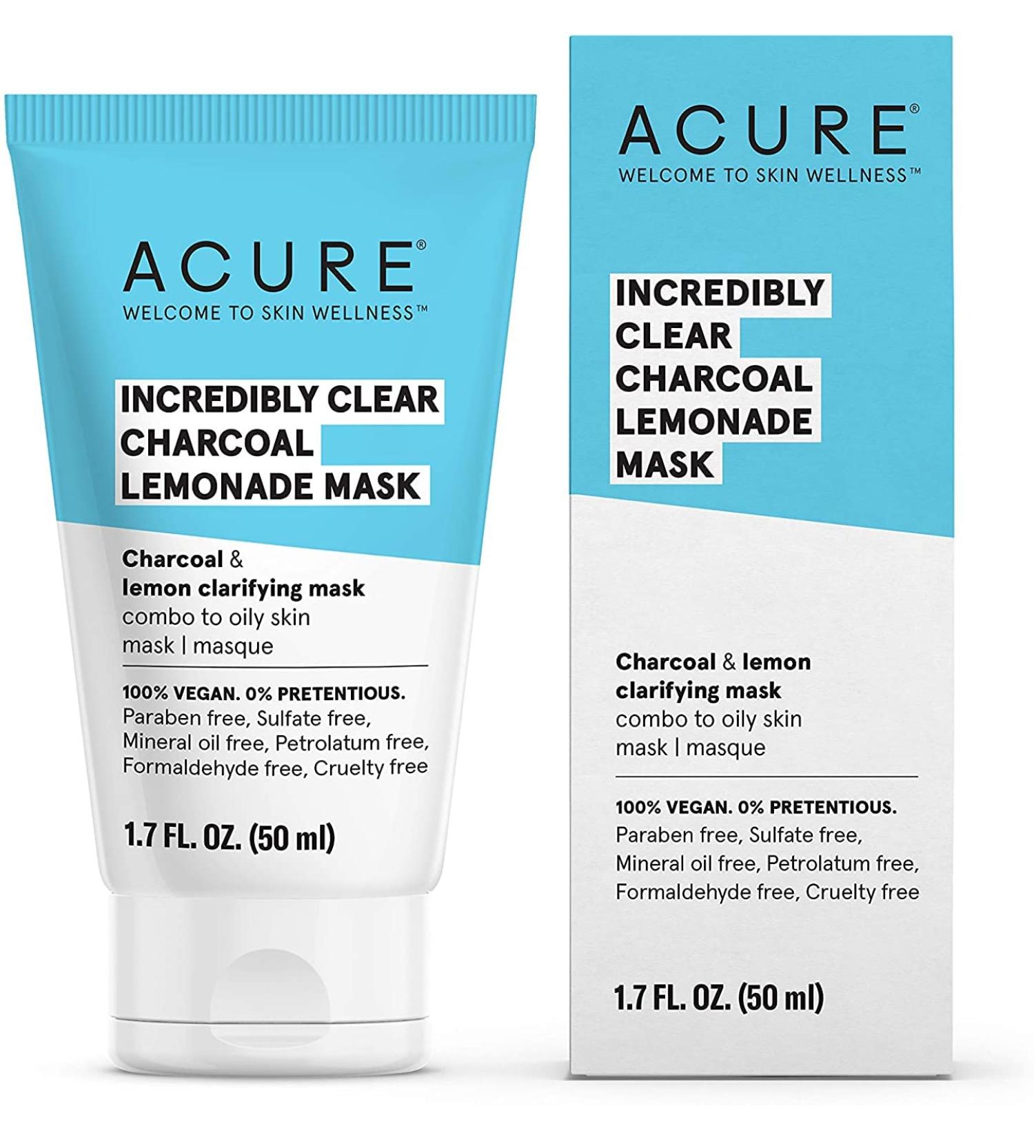 Acure Incredibly Clear Charcoal Lemonade Mask 1.7 fl oz - Purifying Facial Treatment - Buy Online on GoSupps.com