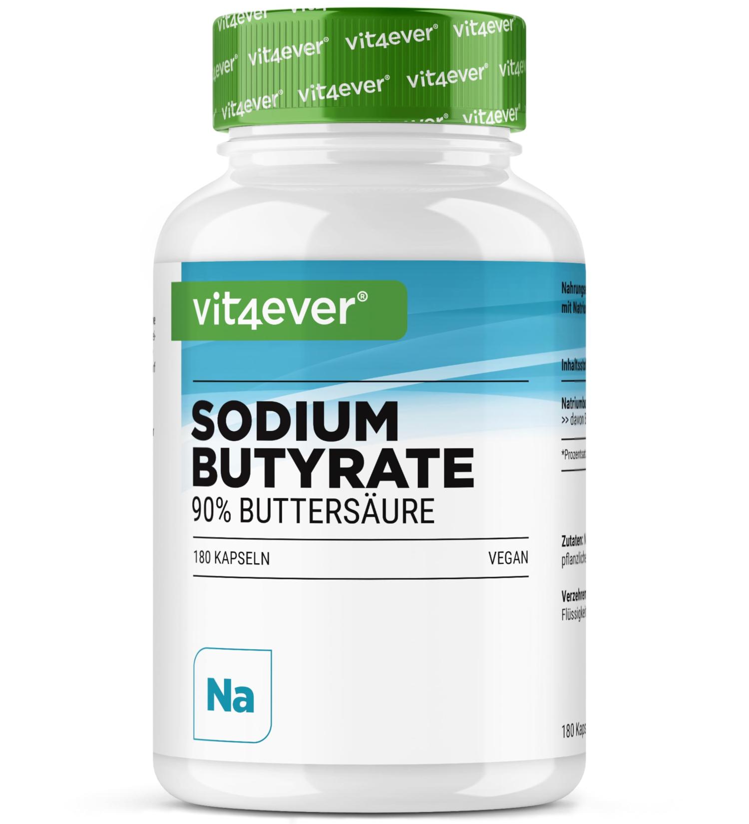 Butyrate de sodium - 180 g lules de 600 mg - Premium : 90% d'acide butyrique - Butyrate de sodium pur sans additifs ind sirables - Hautement dos v g talien - Buy Online on GoSupps.com