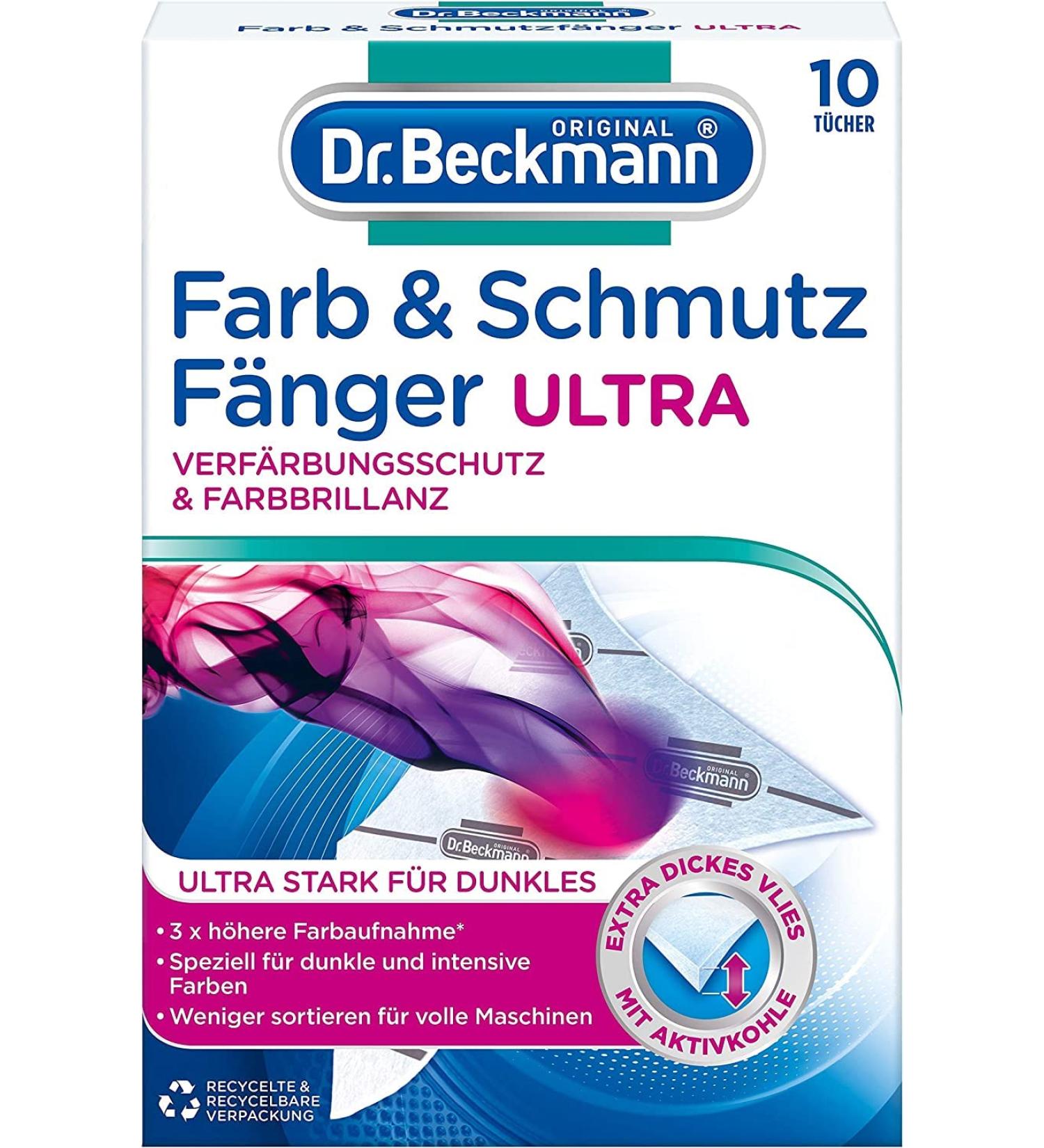 Dr. Beckmann Color & Dirt Catcher Ultra - Long-lasting Color Protection for Dark Laundry | 10 Towels Pack (Green) - Ultra-Strong with Activated Carbon for Brilliant Colors - Buy Online on GoSupps.com