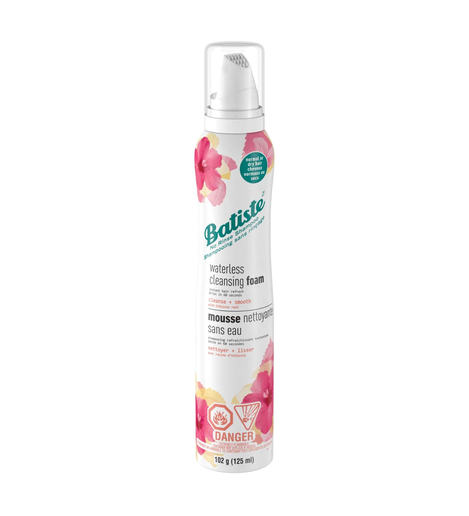 Batiste Waterless Cleansing Foam No Rinse Shampoo Cleanse + Smooth with Hibiscus Root 125-ml Batiste Waterless Cleansing Foam Cleanse + Smooth with Hibiscus Root 125mL - Buy Online on GoSupps.com
