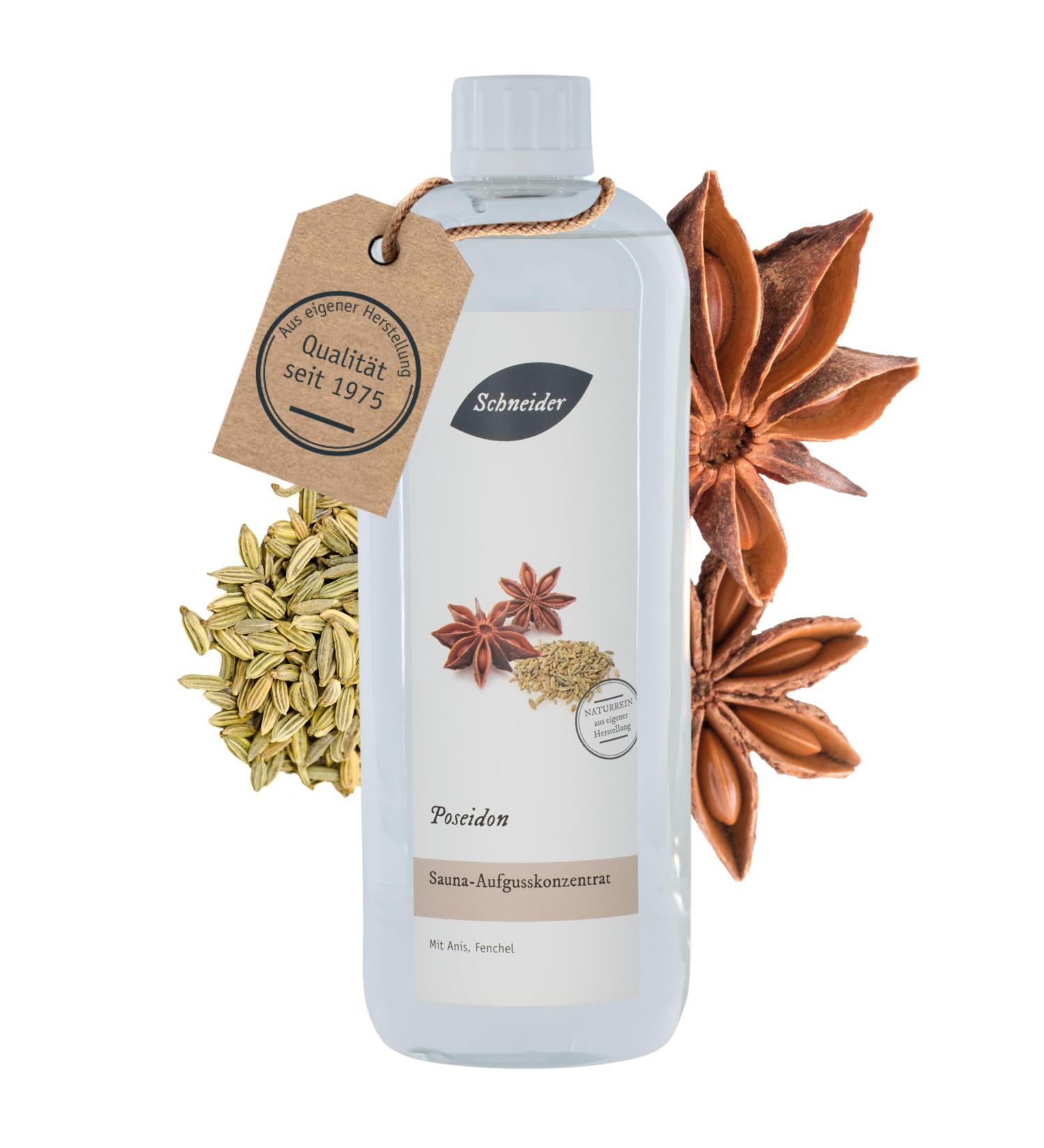 Saunabedarf Schneider Poseidon Infusion Concentrate - Aromatic-Spicy Sauna Infusion 1000ml | International Shipping Available - Buy Online on GoSupps.com