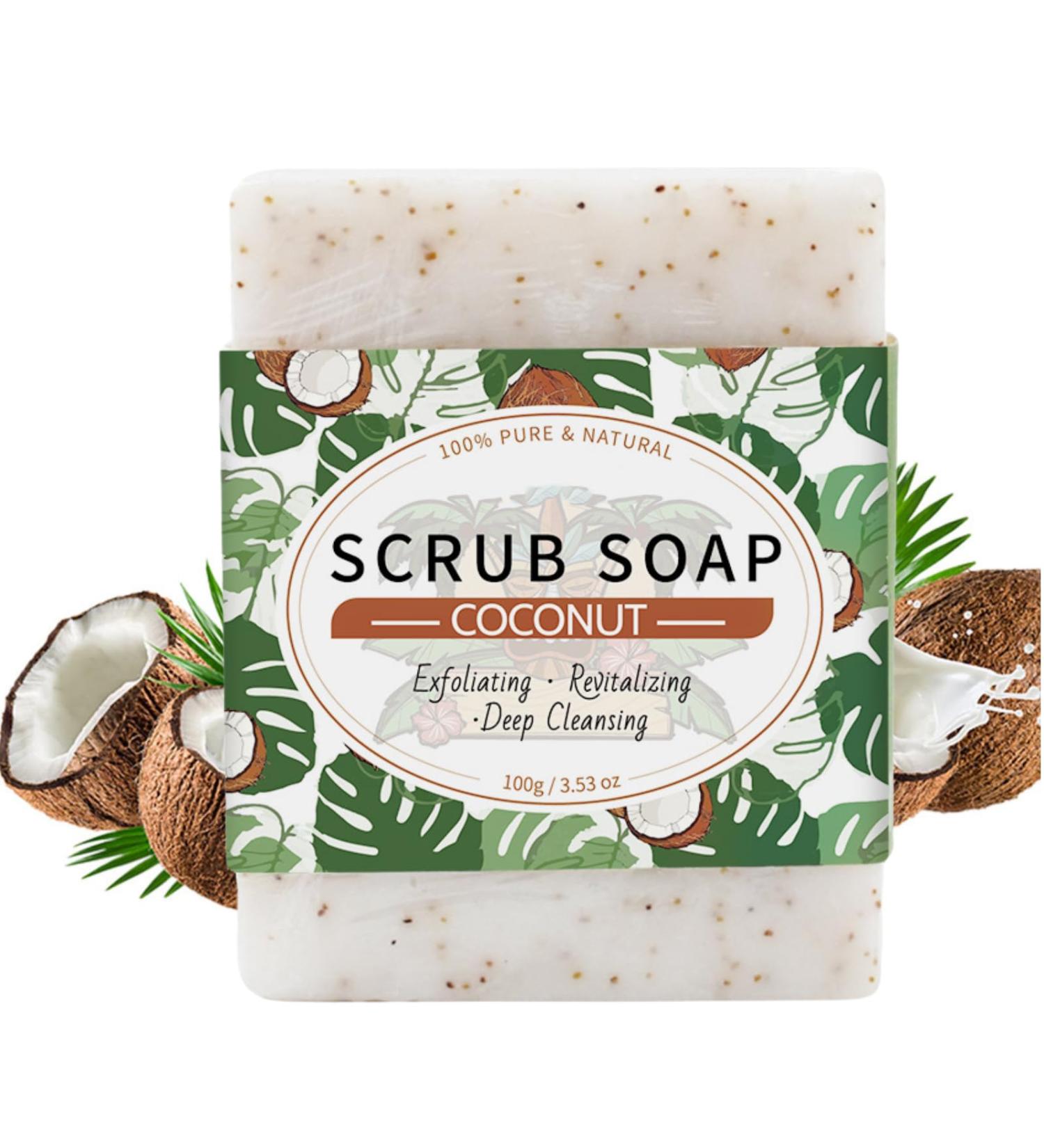 Coconut Oil Soap Bars - Soap for Body & Face - Shampoo Bar for Women - Natural Soap for Skin - Fresh Scent & Rich Foam 100g - Buy Online on GoSupps.com