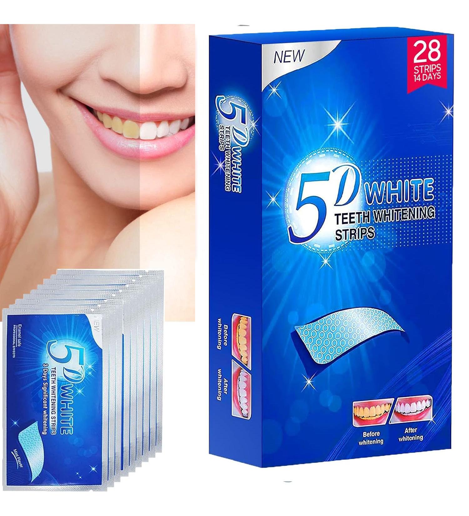 Whitening Strips for Sensitive Teeth - 28 Effective Tooth White Strips to Remove Stains from Smoking Coffee Soda & Wine - Buy Online on GoSupps.com