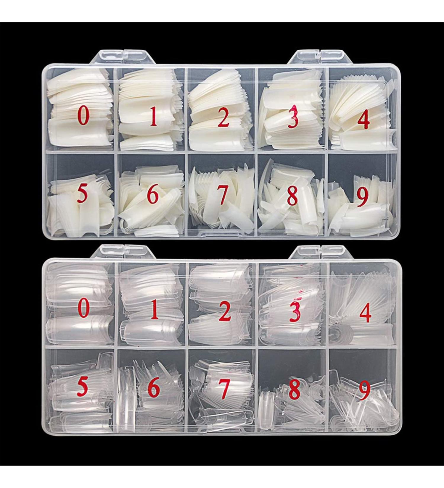 Feugole French Nail Tips Set - 1000PCS Half Cover Acrylic Flake False Nails for DIY Nail Art | Clear/Natural Half Tips & Box Included - Buy Online on GoSupps.com