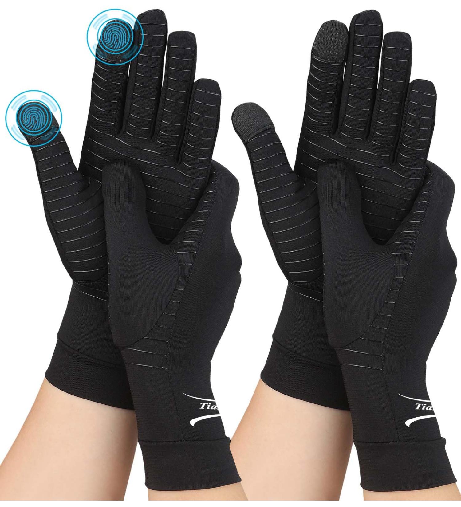2 Pairs Copper Arthritis Gloves for Relief Pain for Women Men Full Finger Compression Gloves for Carpal Tunnel Osteoarthritis Joint Pain Computer Typing Driving Hand Support (Small) Small Black-full Finger - Buy Online on GoSupps.com