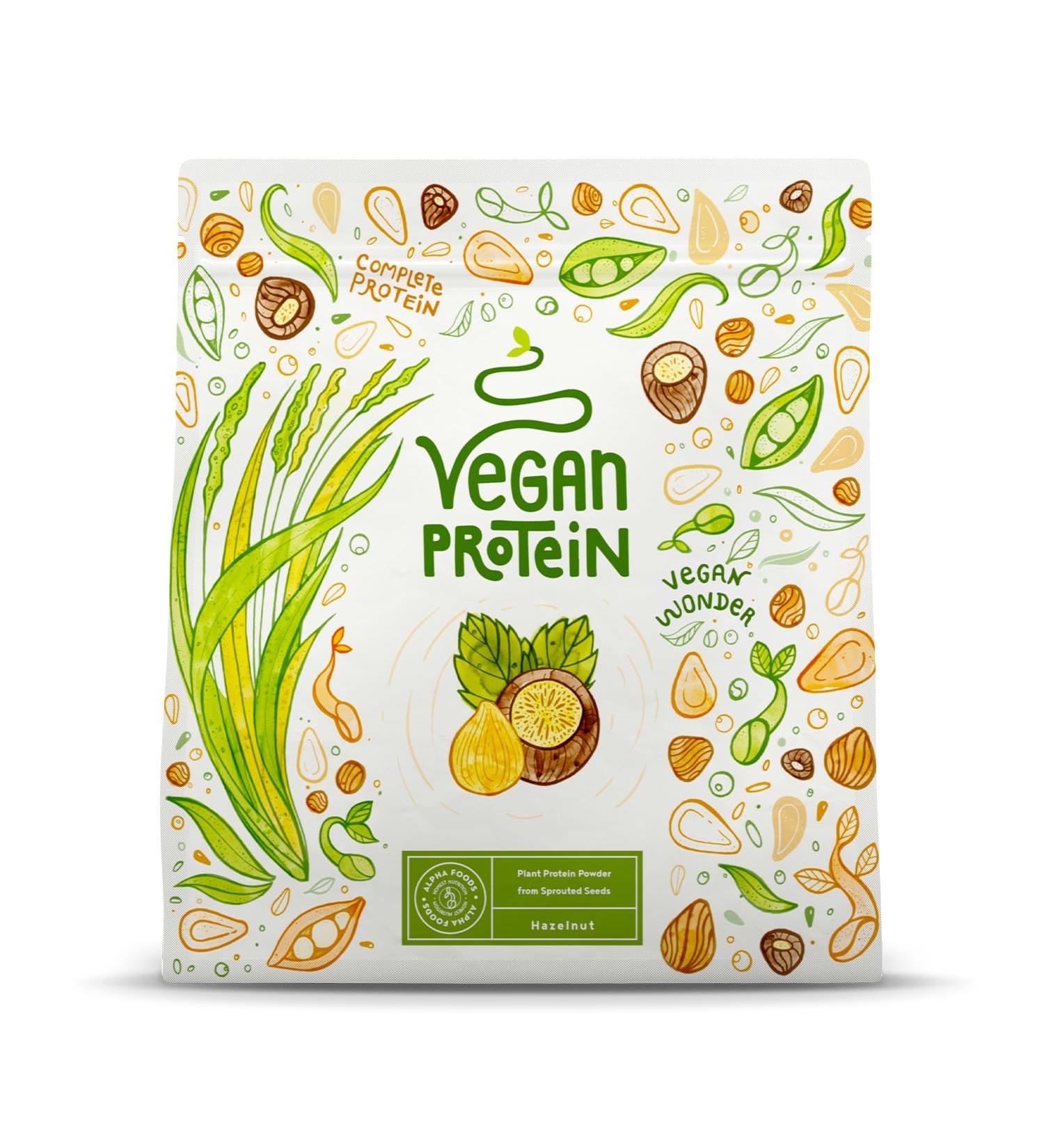 Premium Vegan Protein Powder 600g - 21g Protein per Serving - Hazelnut Flavor - Ideal Whey Replacement from Rice Peas Sunflower & Pumpkin Seeds - Buy Online on GoSupps.com