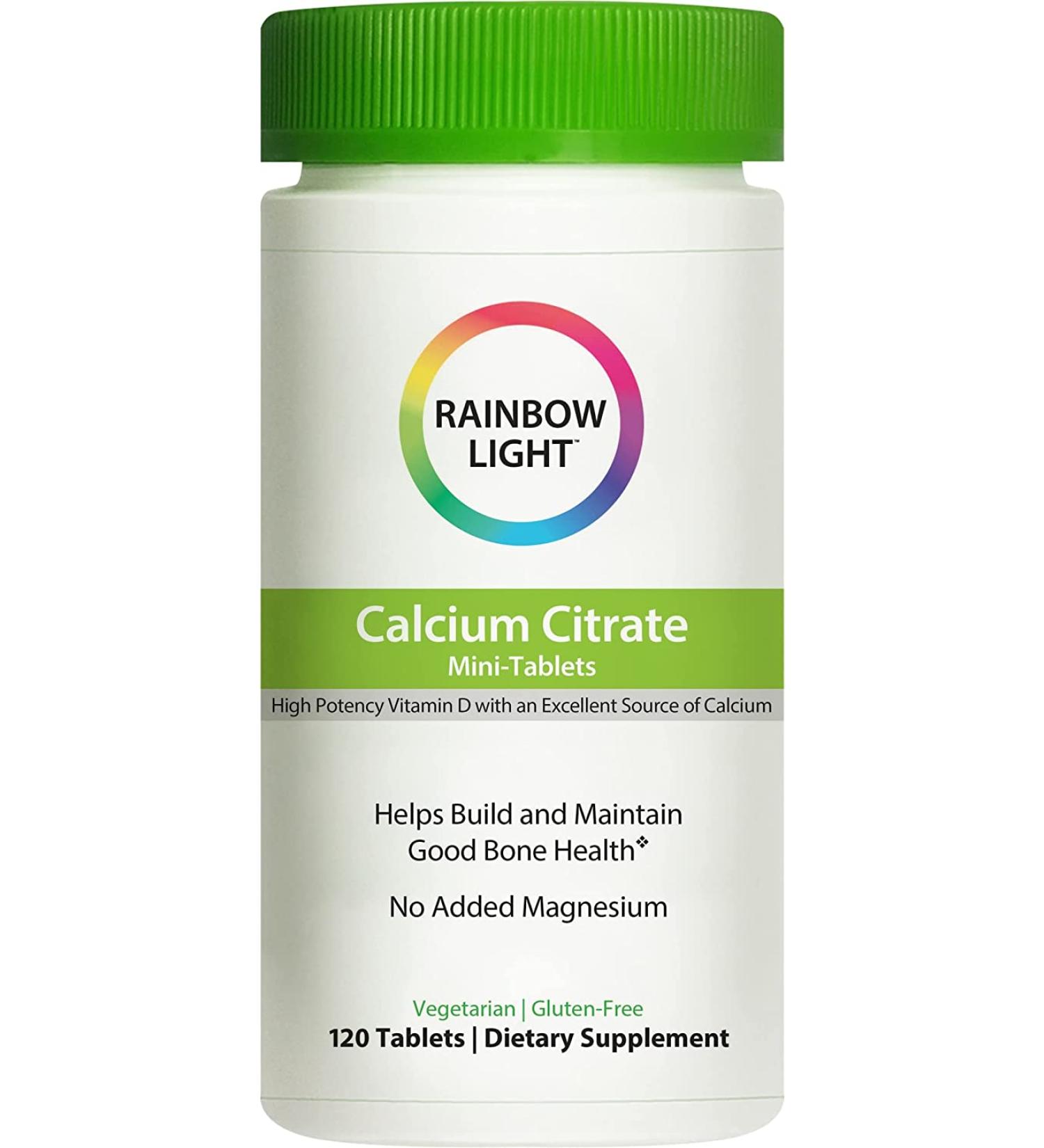 Rainbow Light Calcium Citrate Mini-Tabs - Food-Based Calcium Supplement with Vitamin D3 for Bone & Tooth Health - 120 Vegetarian Gluten-Free Tablets - Buy Online on GoSupps.com