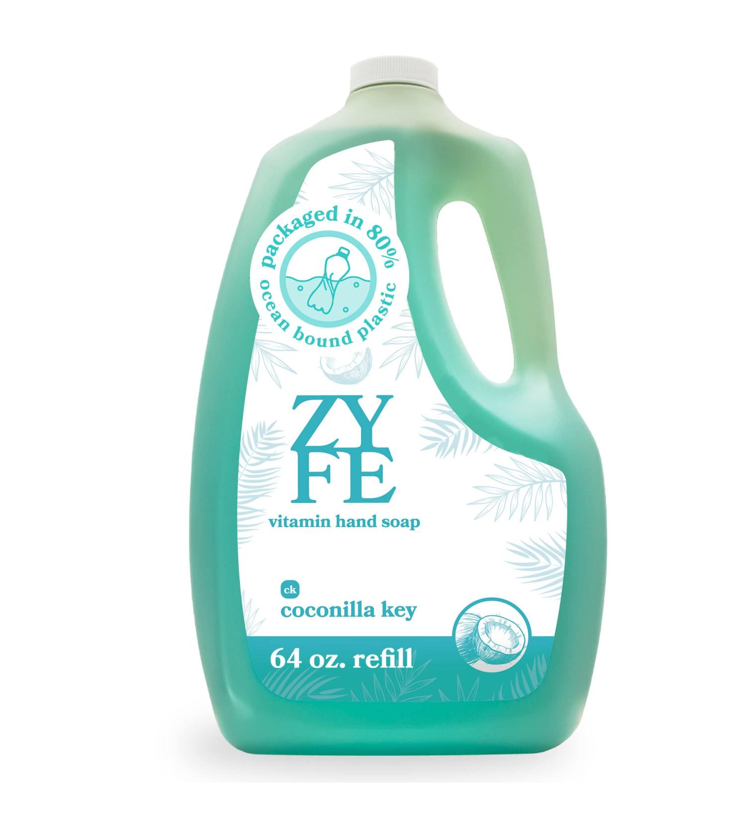 ZYFE Vitamin Hand Soap Refill - Plant Derived Moisturizing Liquid Hand Soap with Coconilla Essential Oil Fragrance - 64oz - Buy Online on GoSupps.com