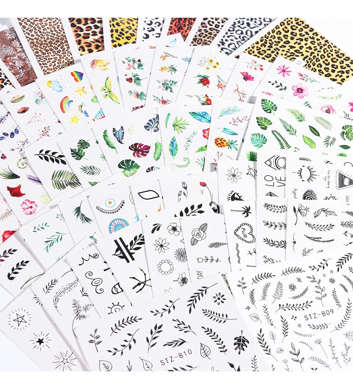 68 Sheets Nail Art Stickers Water Transfer Nail Sticker Nail Decals Nail Art Decoration Manicure Set for Salon Home Use - Buy Online on GoSupps.com