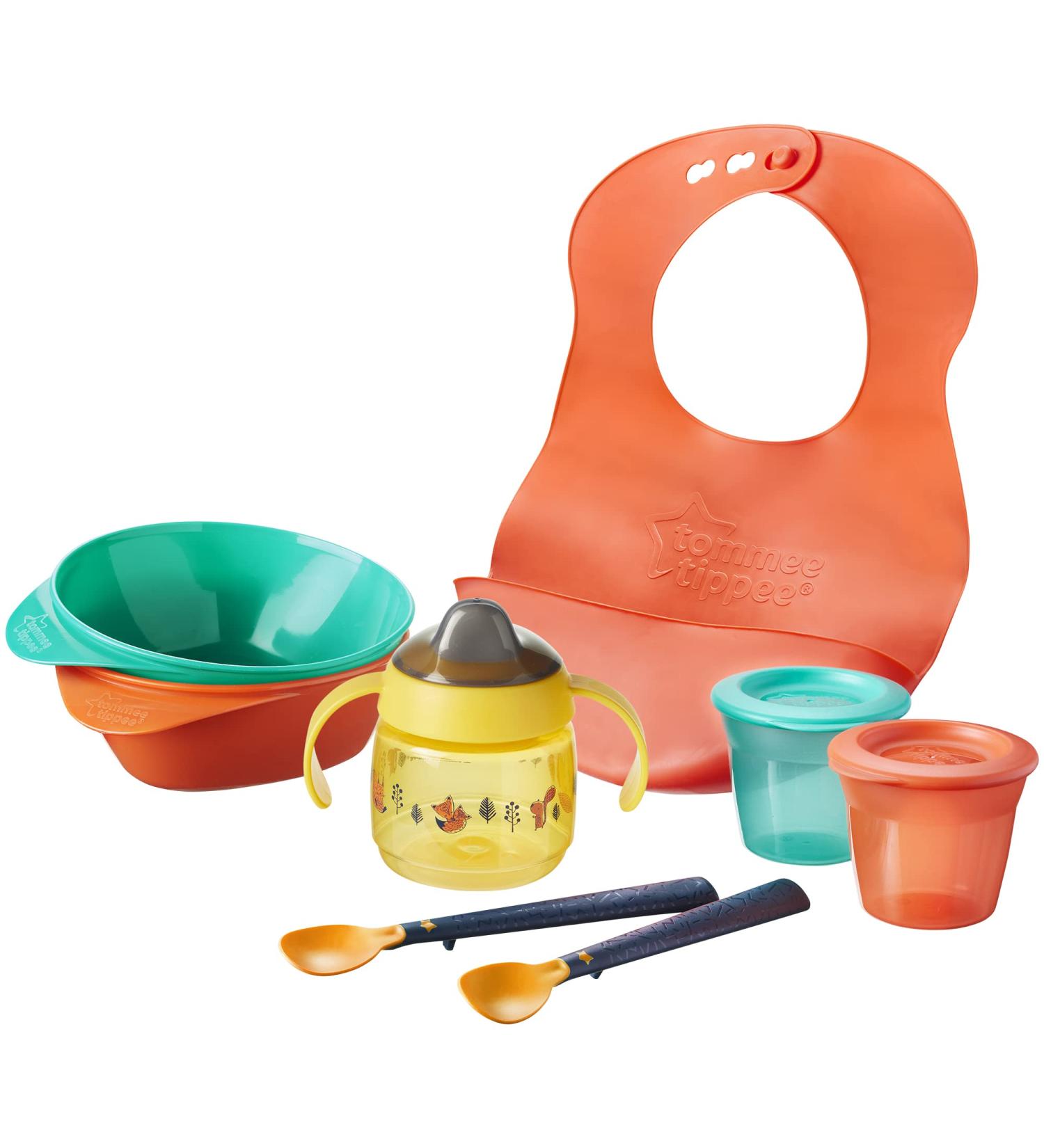 Tommee Tippee Weaning Starter Kit | Toddler Feeding Set with Bowls, Spoons, Bib, Sippy Cup, Storage Pots | 100% Leak-proof | 4m+ | 8 Count - Buy Online on GoSupps.com