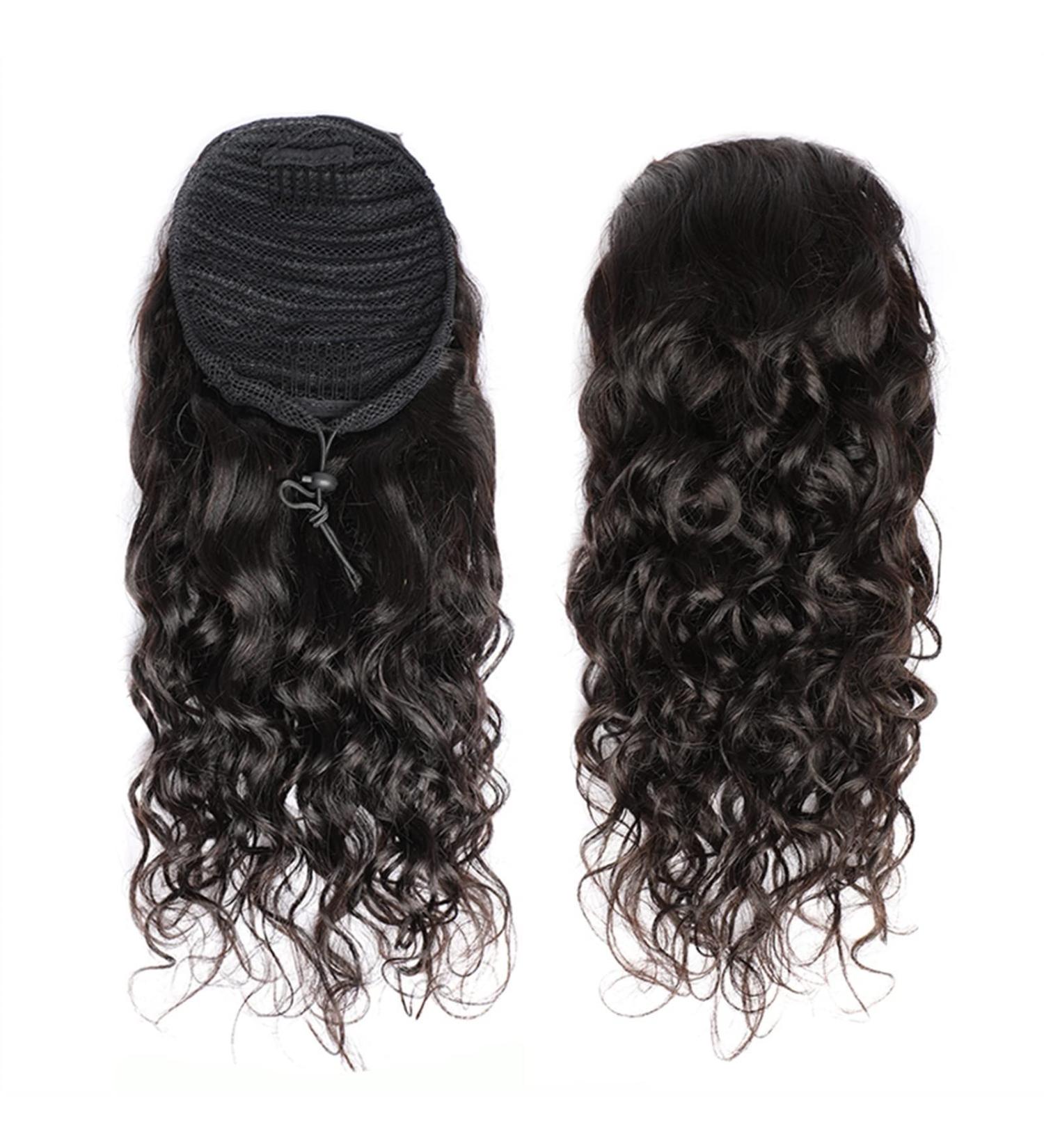 Hair Chignon 10-28 Inch Water Wave with Drawstring Hair Comb Ponytail Real Hair Wet Wavy Ponytail Hair Extensions Ladies Wig Messy Bun Hair Piece (Color : Water Wave Size : 14inch 100g) - Buy Online on GoSupps.com
