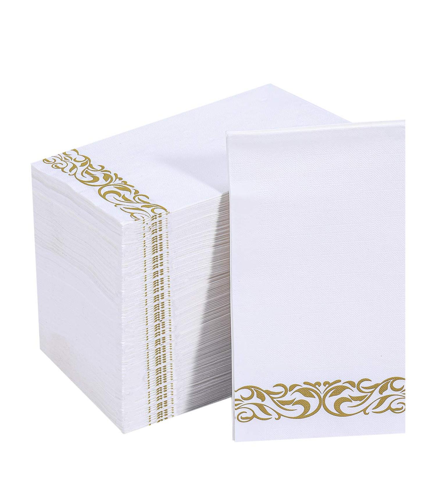 200 Pack Gold Paper Napkins Guest Towels - Premium 3-Ply Disposable Dinner Napkins for Parties, Weddings & Events - Soft, Absorbent Kitchen Napkins - Buy Online on GoSupps.com