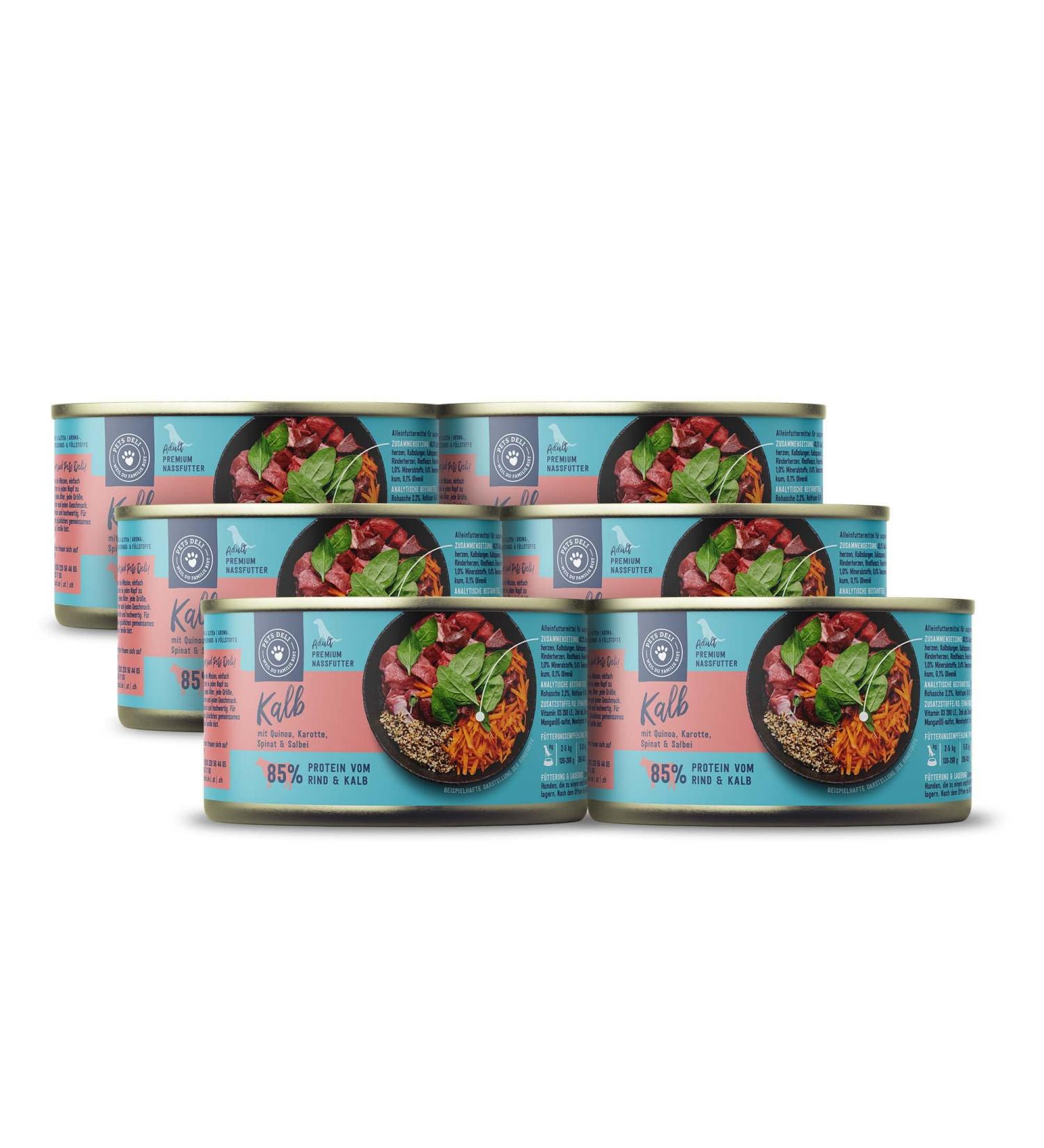 Pets Deli Wet Dog Food with Veal Quinoa & Carrots - Sugar & Gluten-Free 6 x 200g Pack - Buy Online on GoSupps.com