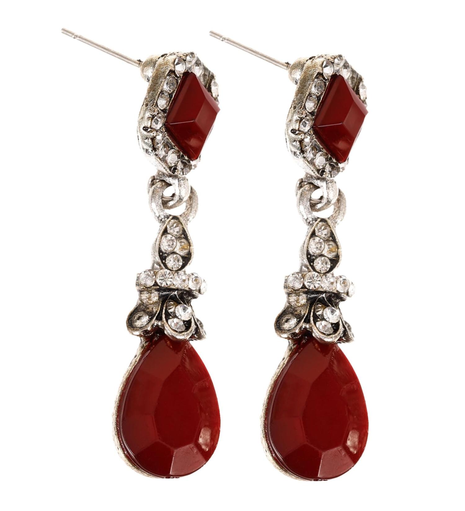 2pcs Clips Pierced Long Women Earring Vintage Ear Black Earrings No mediumx3pcs Redx3pcs - Buy Online on GoSupps.com