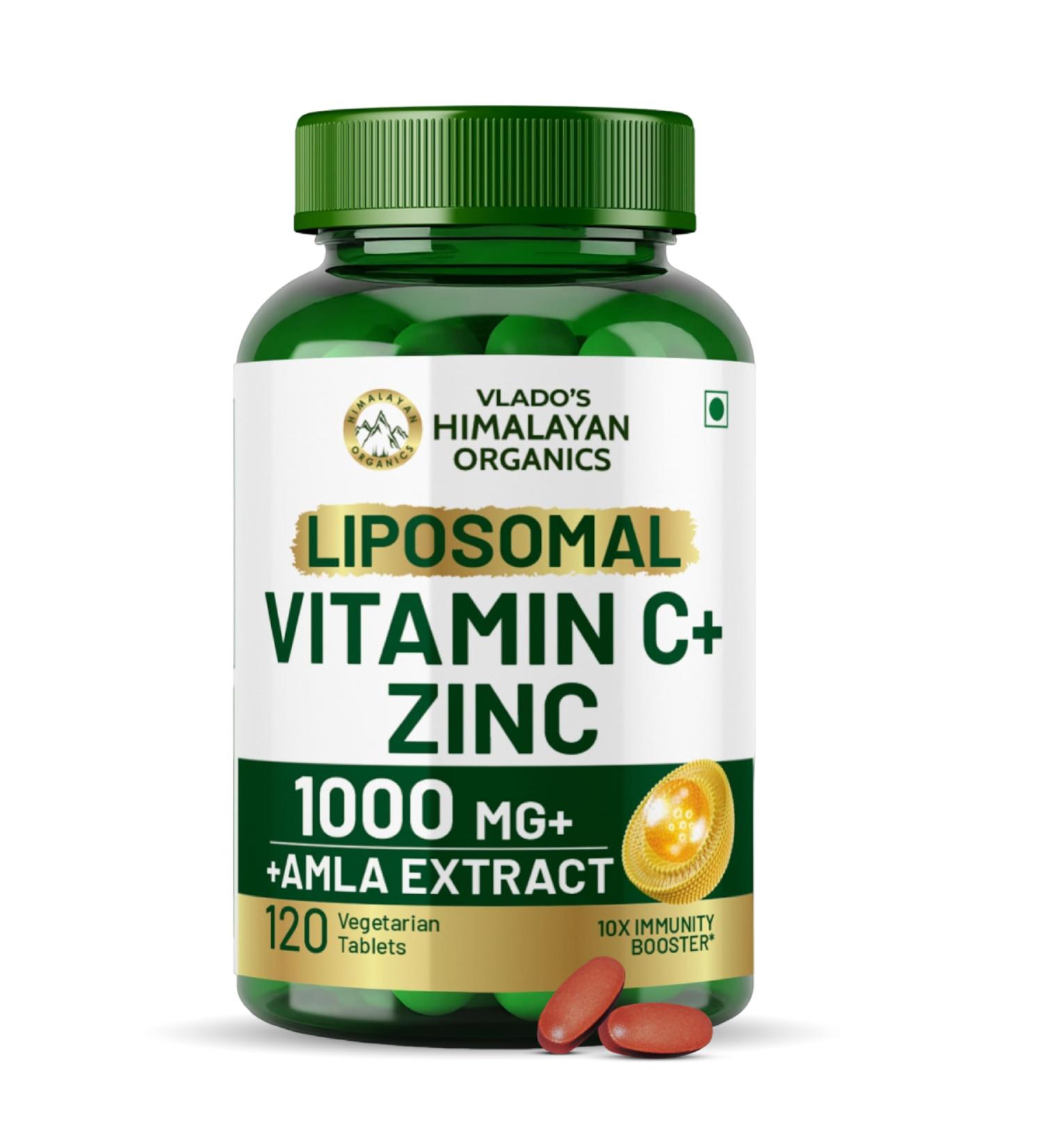 HIMALAYAN ORGANICS Organics Plant Based Vitamin C with Zinc - 120 Veg Capsules - Buy Online on GoSupps.com