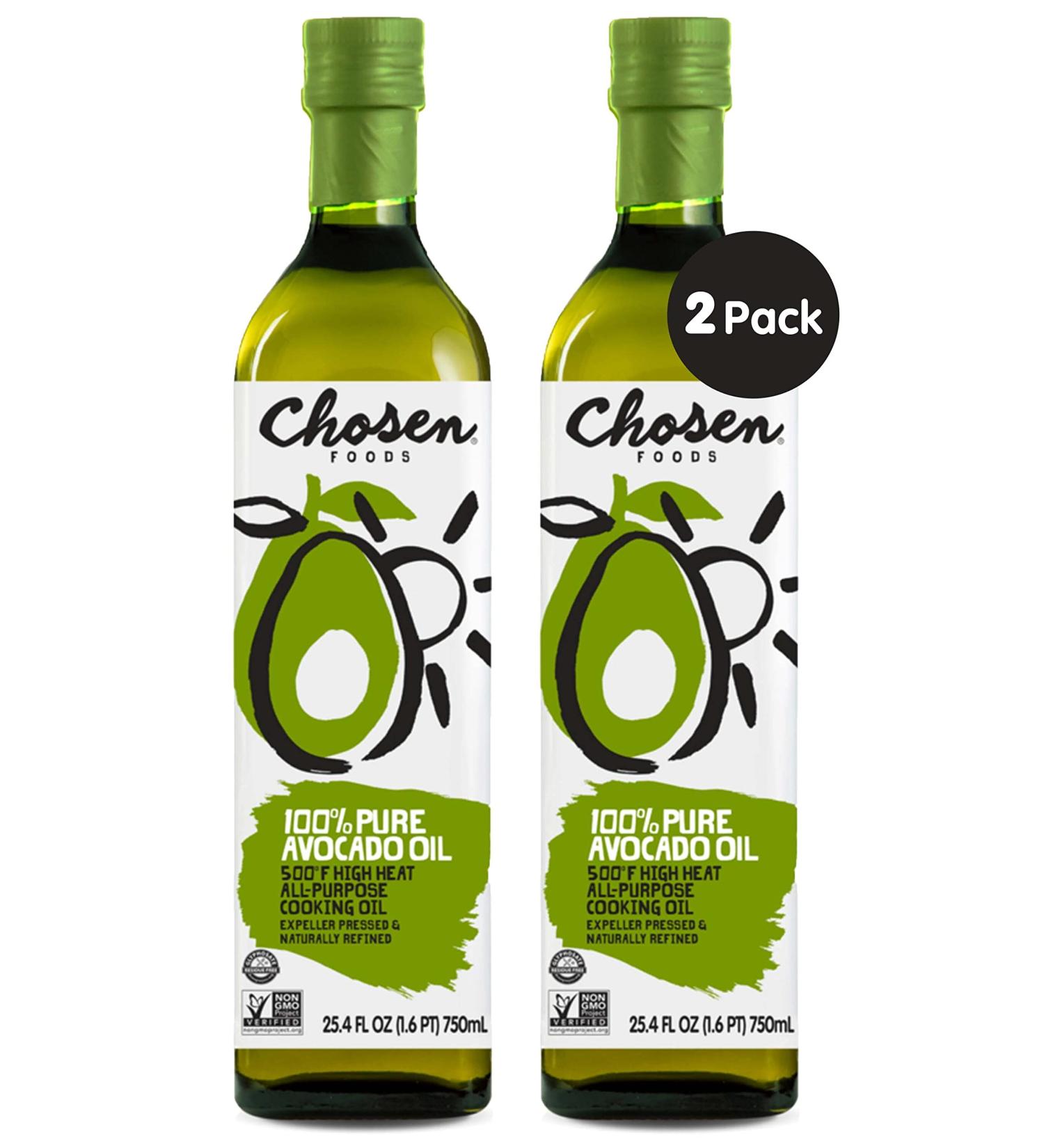 Chosen Foods 100% Pure Avocado Oil - Keto, Paleo & Kosher Friendly - 2 Pack (25.4 fl oz) for Baking, High-Heat Cooking, Frying, Sauces & Dressings - Buy Online on GoSupps.com