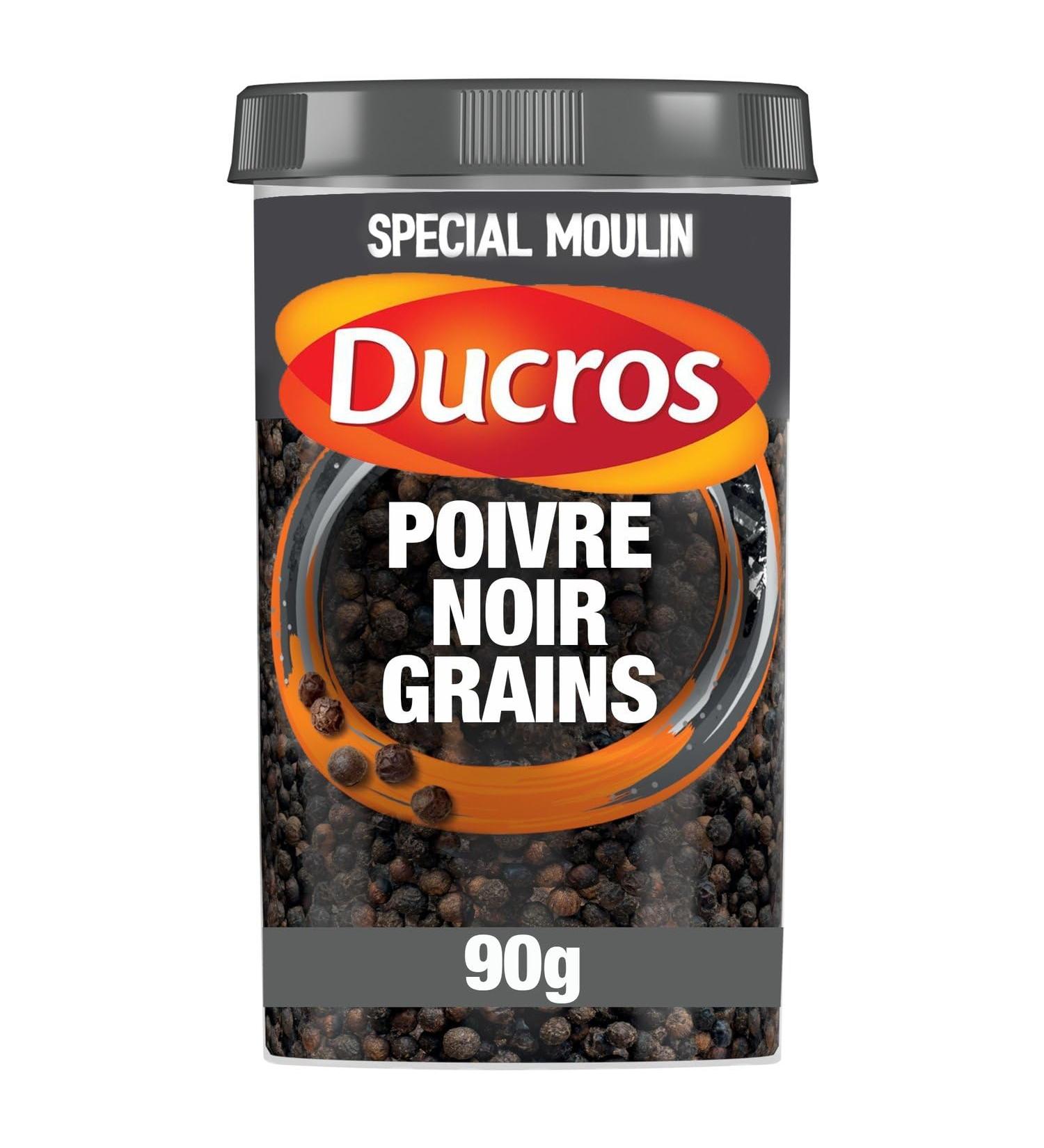 DUCROS Poivre Noir en Grains Intense Force 6 Ar me Puissant et Saveur Authentique (Pot 90g) - Le Lot De 3