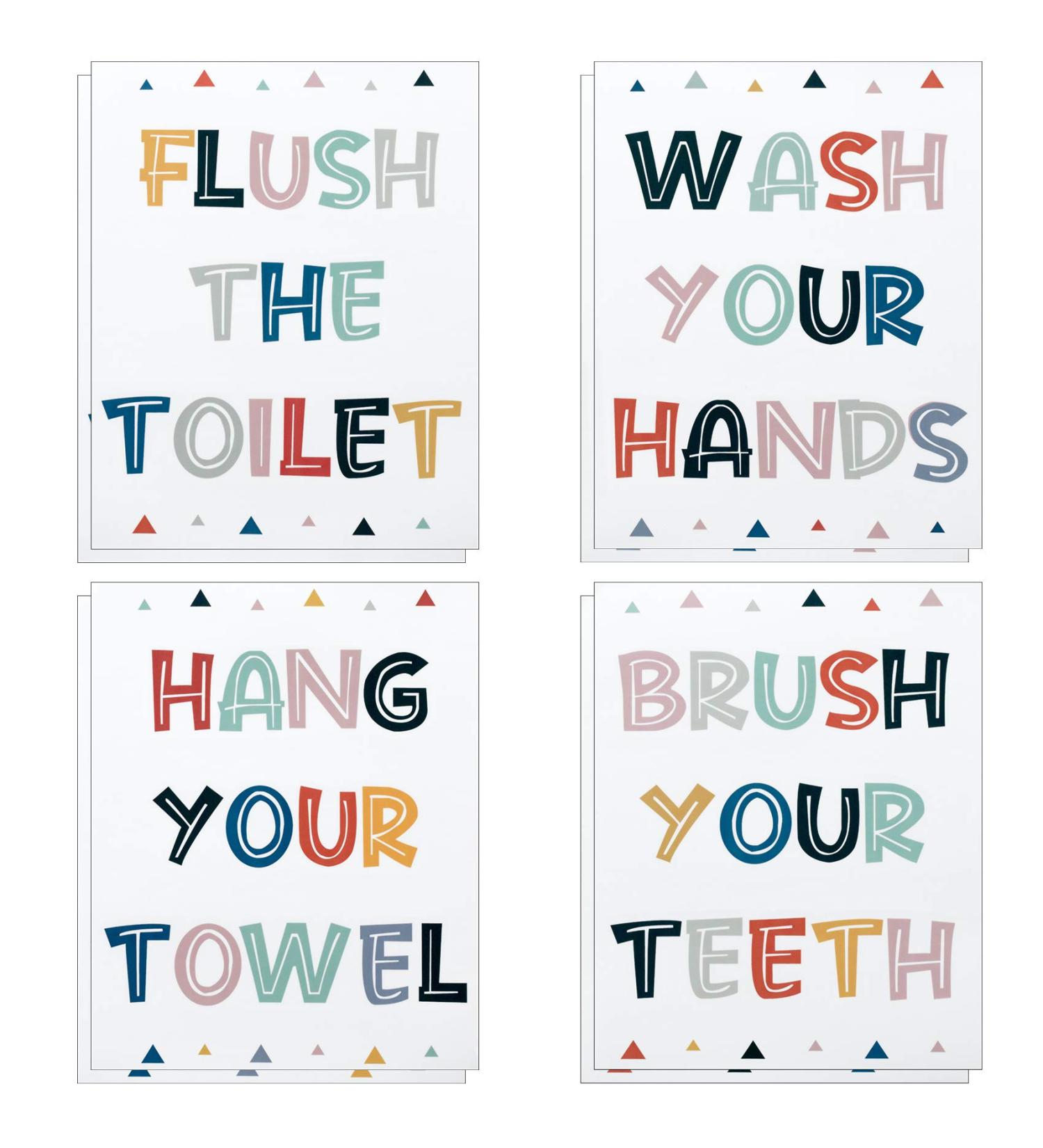 8PCS Colorful Kids Bathroom Decor - Washroom Rules Inspirational Wall Sticker Set - Buy Online on GoSupps.com