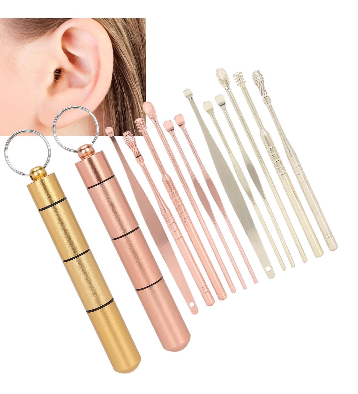 Stainless Steel Earwax Remover Kit - Rose Gold+Gold | Ear Cleaning Tool Set for Earwax Removal and Cleaning - Buy Online on GoSupps.com