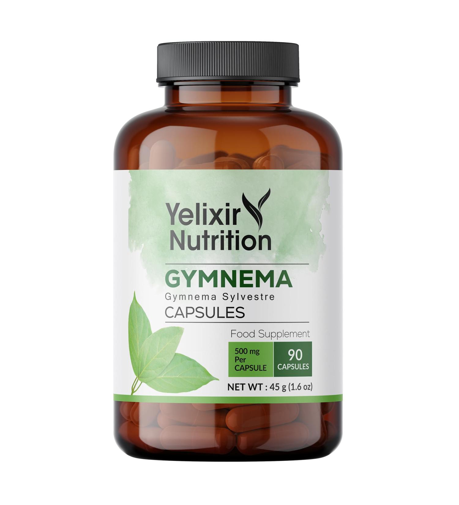 Yelixir Nutrition Gymnema Sylvestre Capsules 90 nos Made with Veg Capsules - Buy Online on GoSupps.com