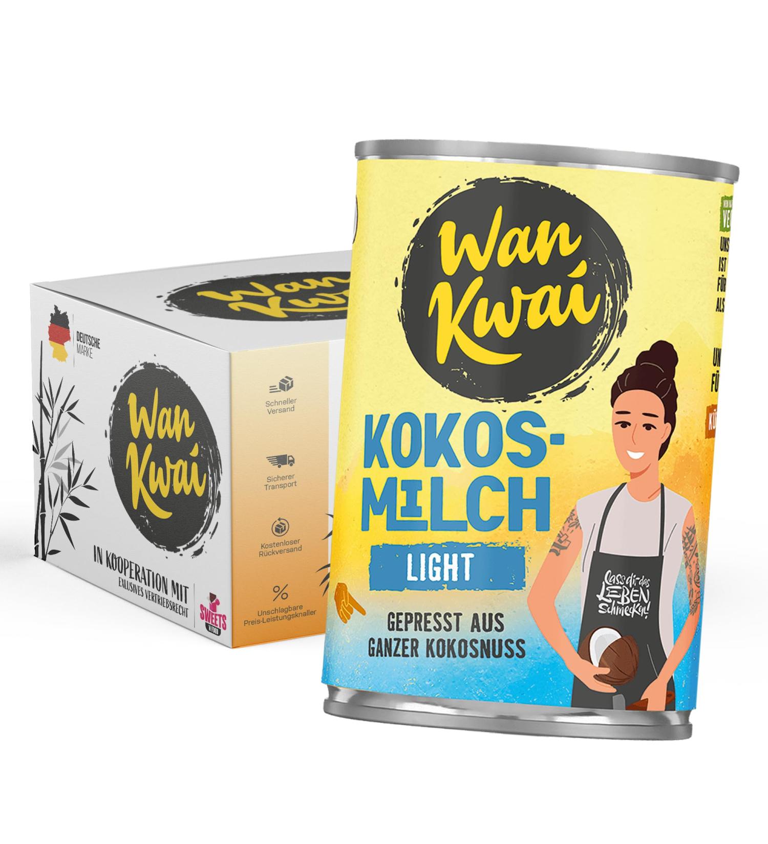 Wan Kwai Coconut Milk Light 400ml | Creamy Vegan Reduced Fat (9%) | Perfect for Curries Soups & Sauces - International Shipping - Buy Online on GoSupps.com