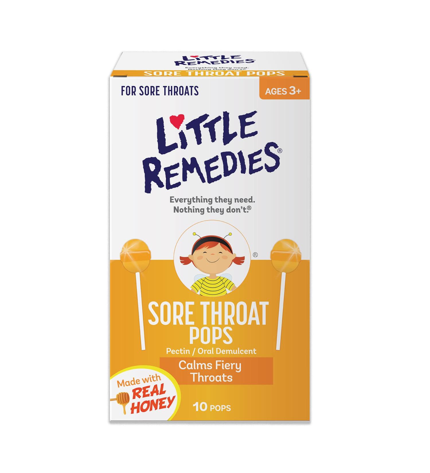 Little Remedies Sore Throat Pops with Real Honey - 10 Count Pack of 1 - Buy Online on GoSupps.com