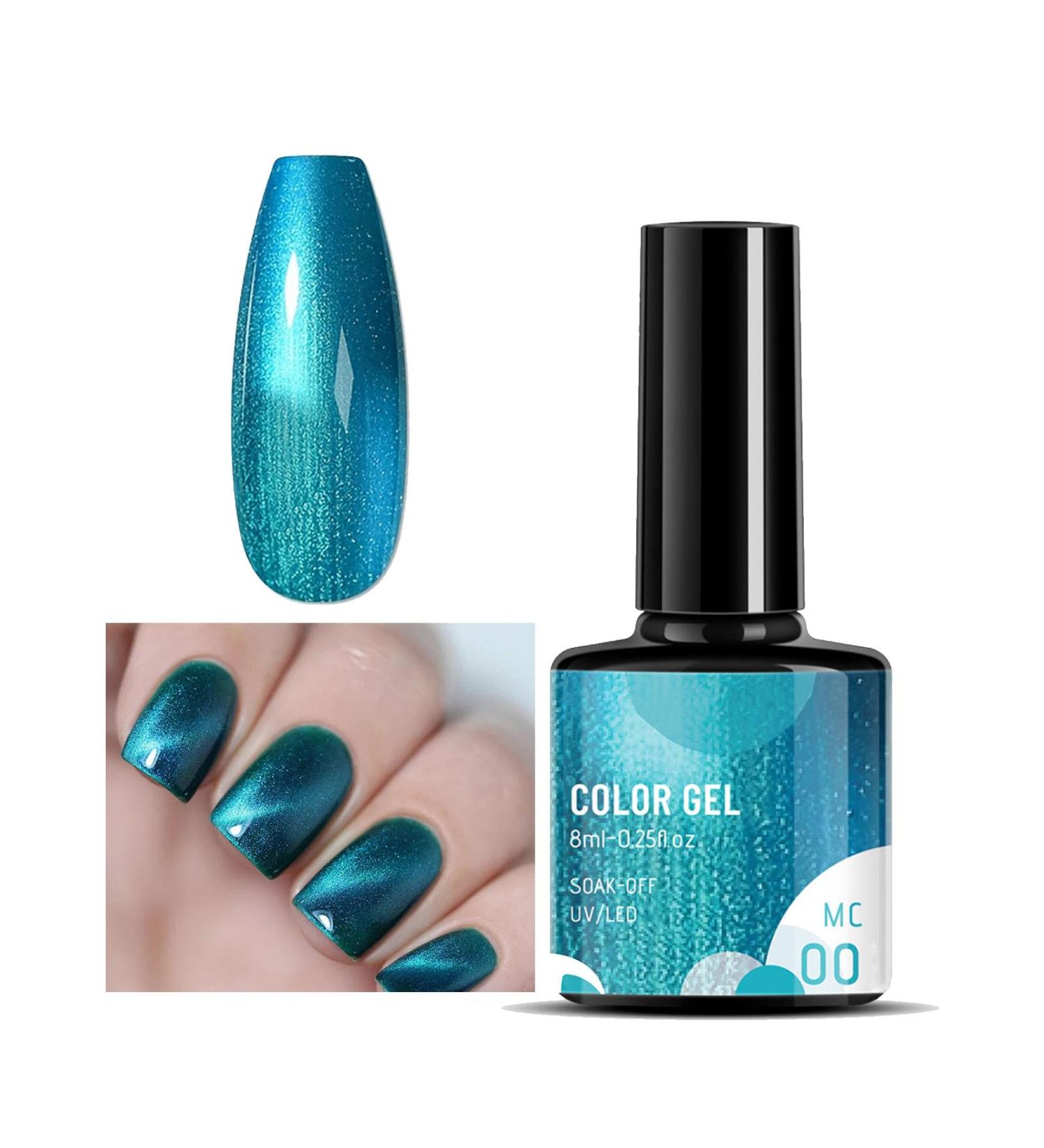 Pearl Gel Metal Nail Polish Blue Shell Thread Glitter Holographic Soak Off UV LED Varnish Shimmering Metallic Shining Sparkling Long Lasting DIY Art Manicure at Home Gift for Women & Girls - Buy Online on GoSupps.com