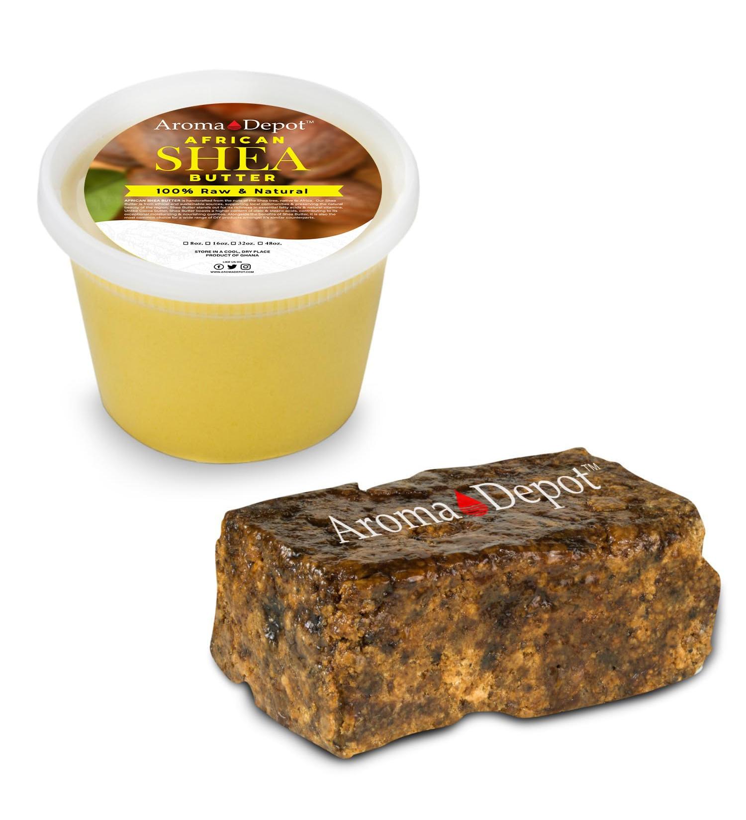 Raw African Shea Butter 1 lb - Pure Unrefined Moisturizing for Skin Hair & Face - Grade A Yellow/Gold & Black Soap - Buy Online on GoSupps.com