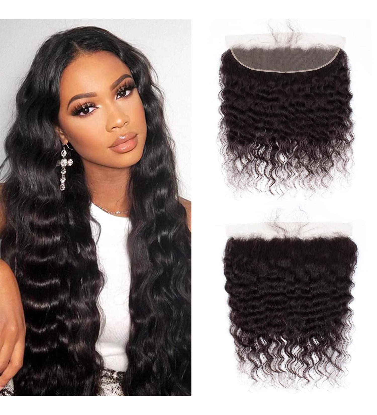 12A Grade 20 Loose Wave Lace Frontal Closure - 13x4 Brazilian Virgin Hair, Pre-Plucked, Bleached Knots - Buy Online on GoSupps.com