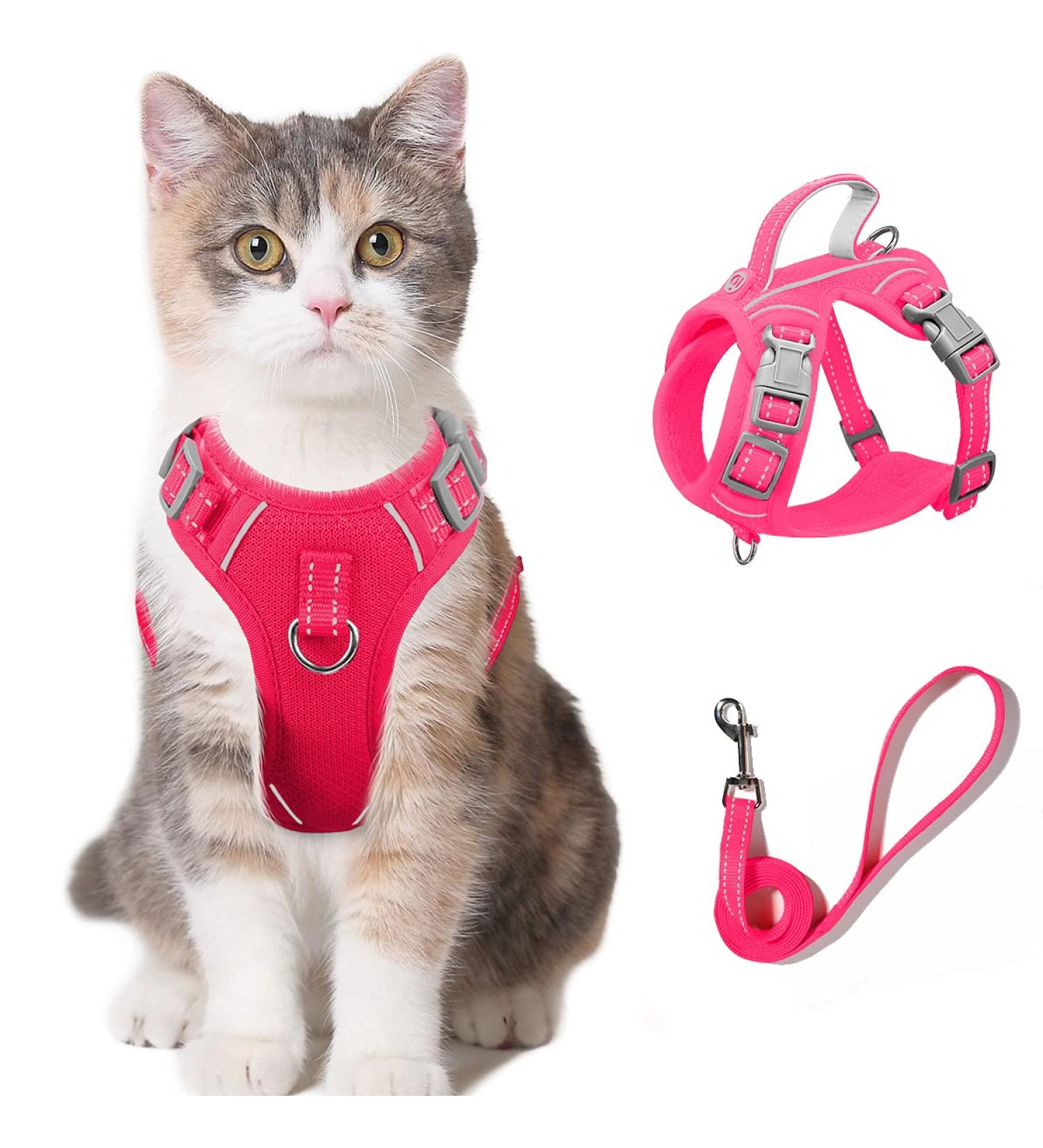 Escape Proof Cat Harness and Leash Set with ID Tag Pocket - X-Small Pink - Buy Online on GoSupps.com