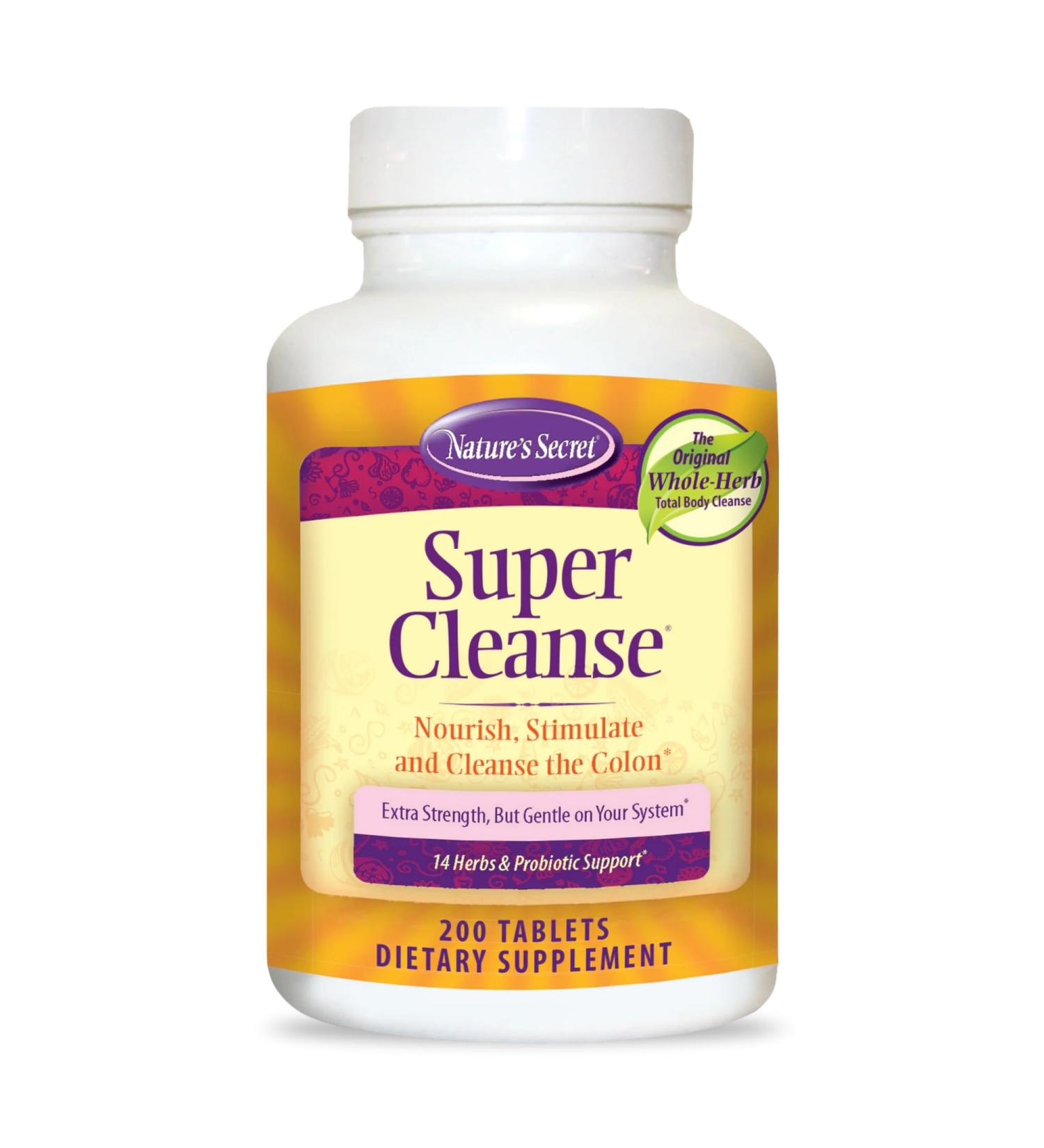 Nature's Secret Super Cleanse - 200 Tablets for Colon Nourishment & Purification - 100 Servings - International Shipping Available - Buy Online on GoSupps.com