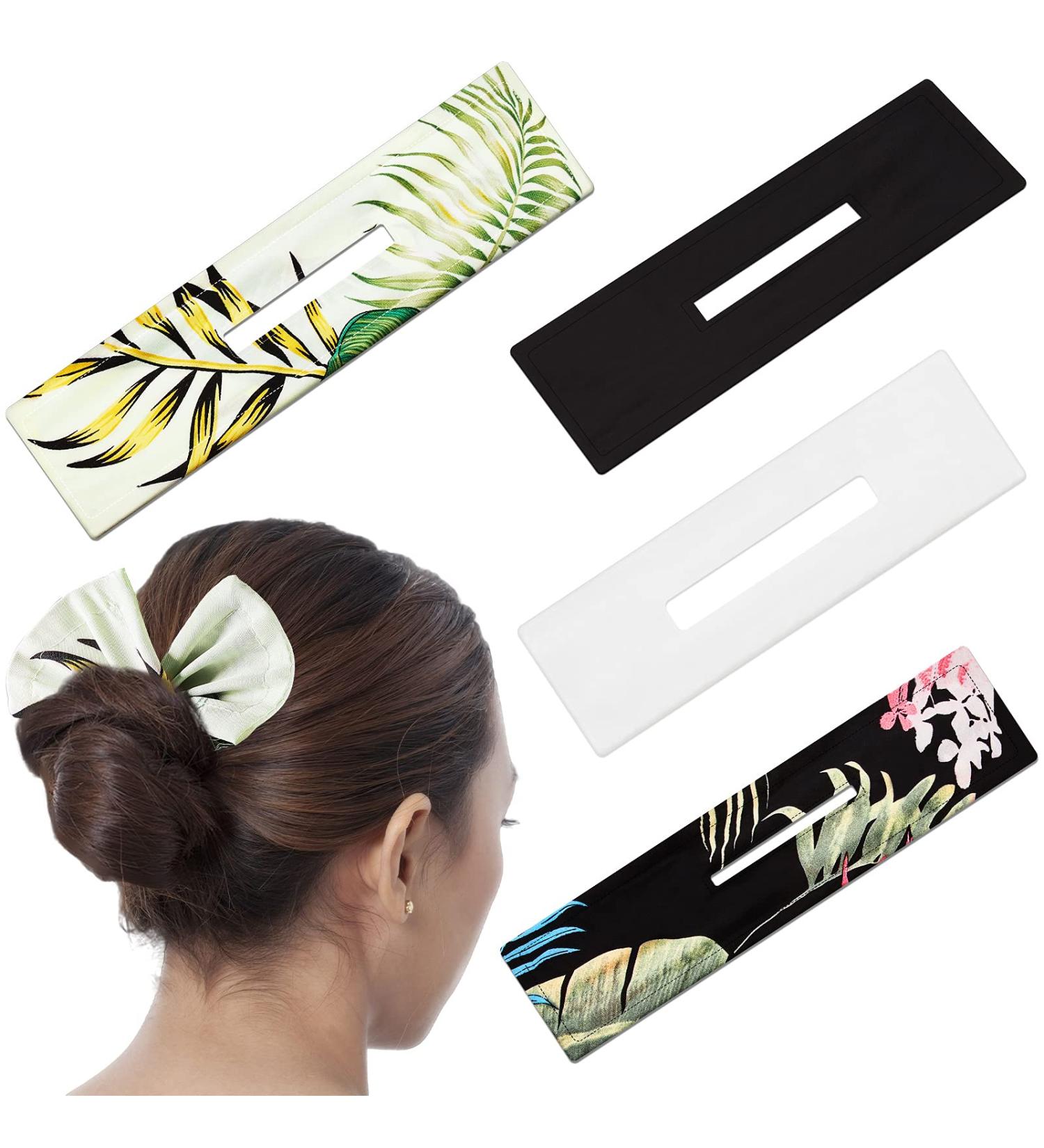 4-Piece Deft French Twist Bun Maker Set | Cloth Headband Lazy Hair Curler & Accessories for Women - Stylish Pattern - Buy Online on GoSupps.com