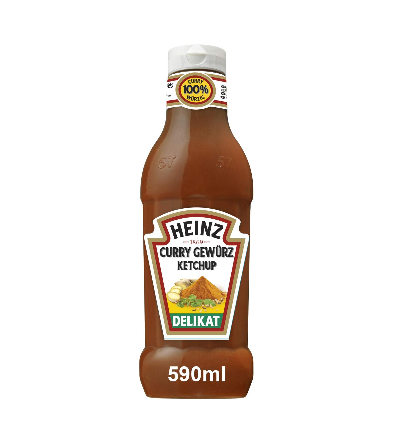 Heinz Curry Spice Ketchup Delikat - Upside Down Bottle - Pack of 8 (590ml) - International Shipping Available - Buy Online on GoSupps.com