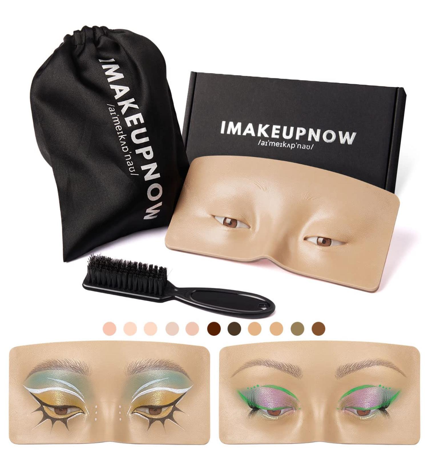 IMAKEUPNOW 3D Realistic Makeup Practice Face Board with Cleaning Brush | Eyeshadow Eyeliner Eyebrow Lash Mapping Model for Self-taught or Professional Artists - Buy Online on GoSupps.com