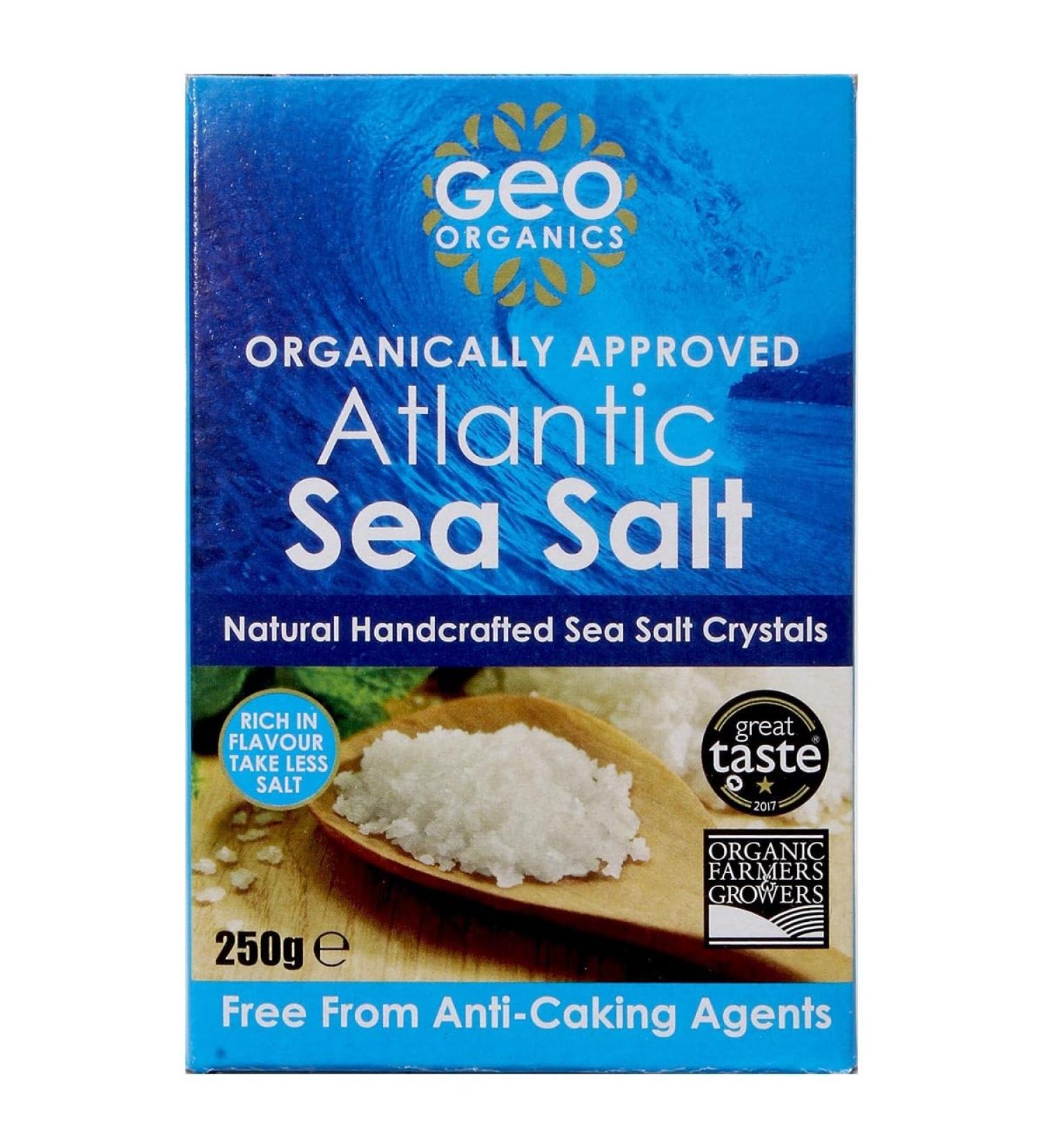 Geo Organics Sea Salt - ORGANIC Unrefined Pure Natural Salt - Naturally Handcrafted Sea Salt Crystals - Additive-Free Non-GMO Gluten-Free Vegan- 250 Grams Salt Box 250g (Pack of 1) - Buy Online on GoSupps.com