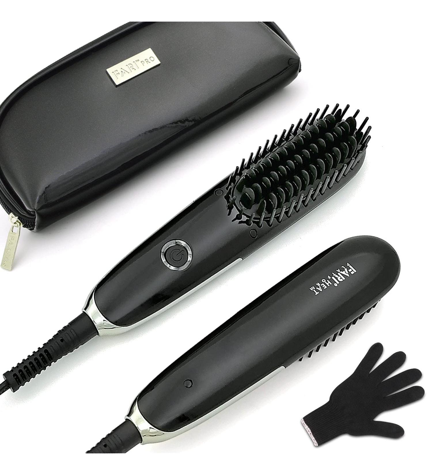 Hair Straightening Brush & Dual Voltage Flat Iron - Travel Hot Comb with Pouch | Perfect for International Shipping - Buy Online on GoSupps.com