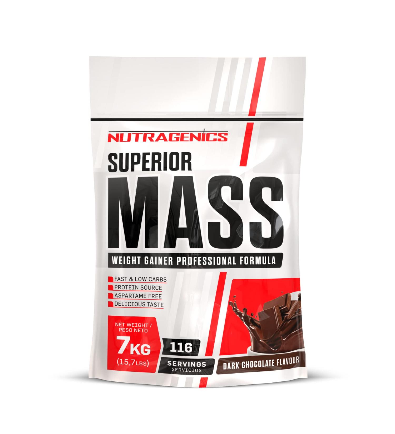 Mass Gainer - Nutragenics Superior Mass - 7 kg - Gainer mass - Protein mass gainer - Whey gainer - Protein gainer - Protein gainer (Chocolate)