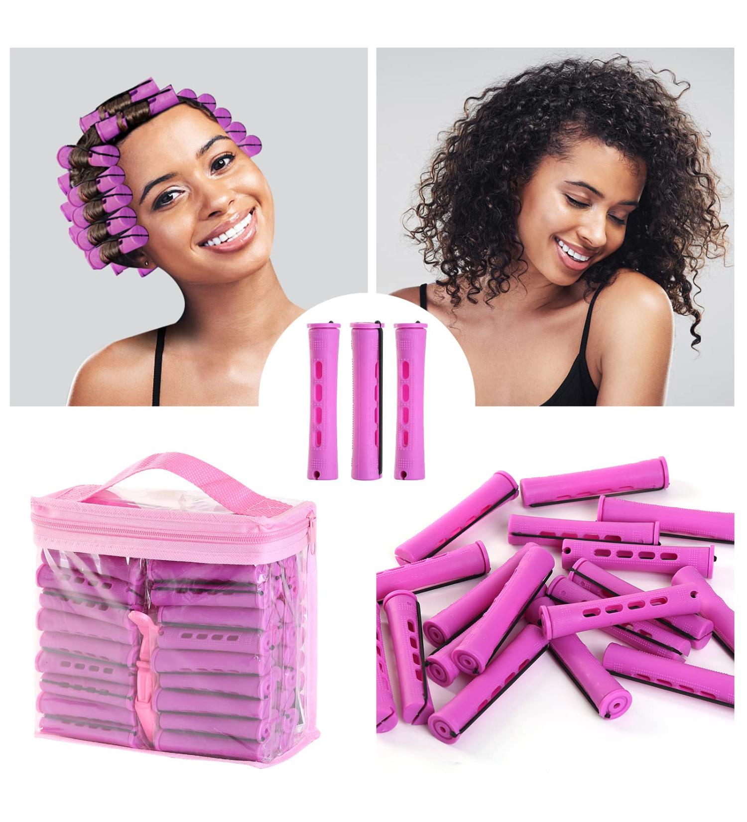 80 Pieces Short Cold Wave Plastic Perm Rods with Comb & Clips - Purple - Buy Online on GoSupps.com