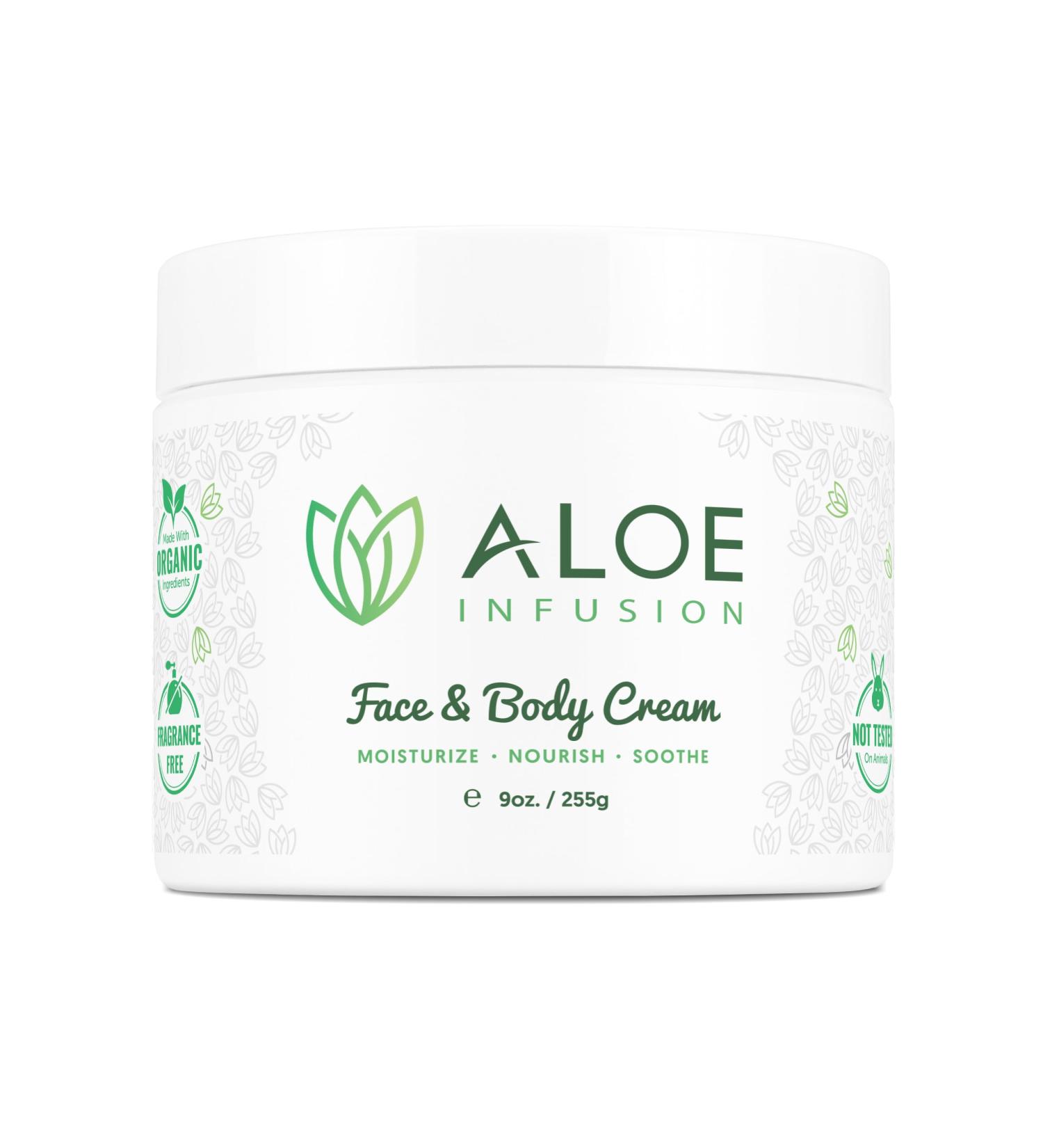 Aloe Infusion Aloe Vera Face & Body Cream Natural Moisturizer for Dry Sensitive & Irritated Skin Hydrating Non-Greasy Lotion with Shea Butter & Manuka Honey After-Sun Care & Eczema Cream 9 Ounce (Pack of 1) - Buy Online on GoSupps.com