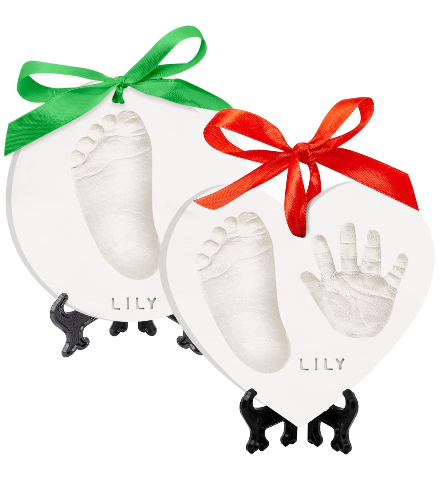 Baby Handprint Footprint Ornament - Personalized Newborn Keepsake Kit for Boys and Girls - Glaze Finish Christmas Gift for New Parents - Buy Online on GoSupps.com