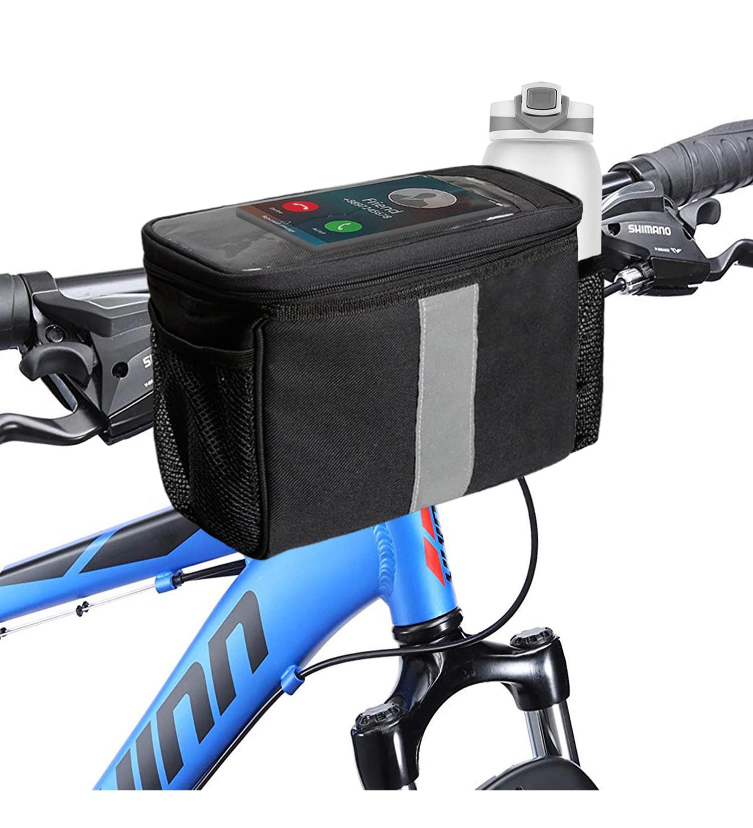 MATTSIAM Bike Handlebar Bag with Phone Mount - Water Resistant Basket for Road and Mountain Cycling - Black, Medium - Buy Online on GoSupps.com