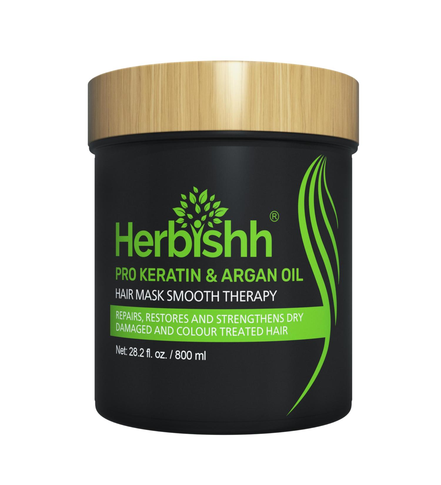 Herbishh Argan Hair Mask-Deep Conditioning & Hydration For Healthier Looking Hair for very Dry Weak Stressed Out Hair No Sulphates No Parabens (800gm) - Buy Online on GoSupps.com