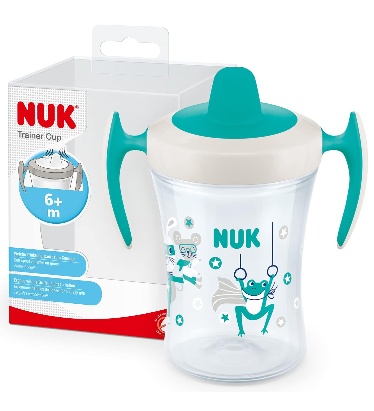 NUK Trainer Cup | Leak-Proof Soft Drinking Spout | BPA-Free | 230ml | Green Frog | 6+ Months - Buy Online on GoSupps.com
